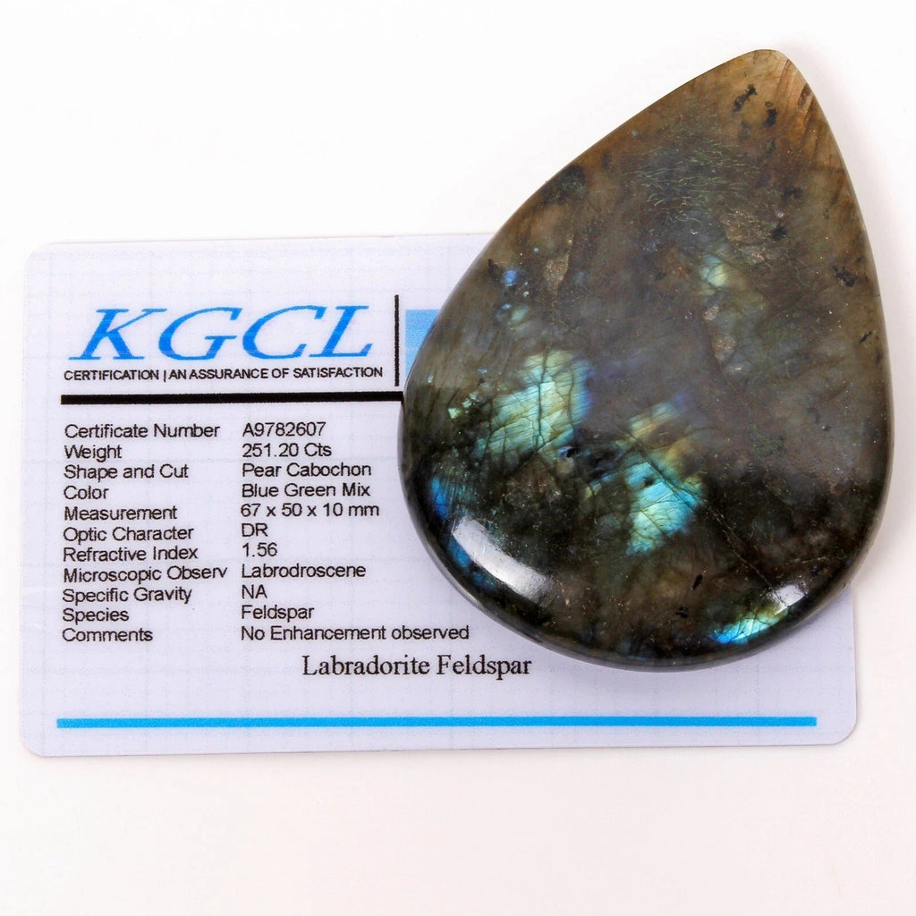 Certified 100% Natural Labradorite Pear Cab Loose Gemstones 67x50x10mm 251.20 Ct