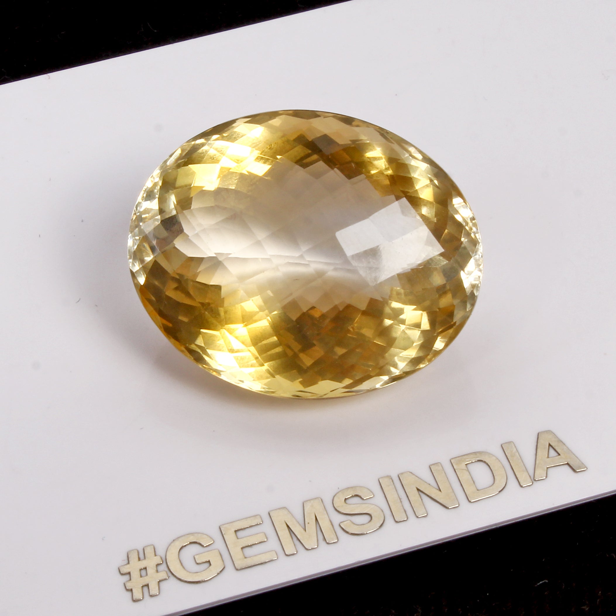 VVS 46.00 Cts Natural Yellow Citrine Oval Checker Cut Eye Clean Loose Gemstone~
