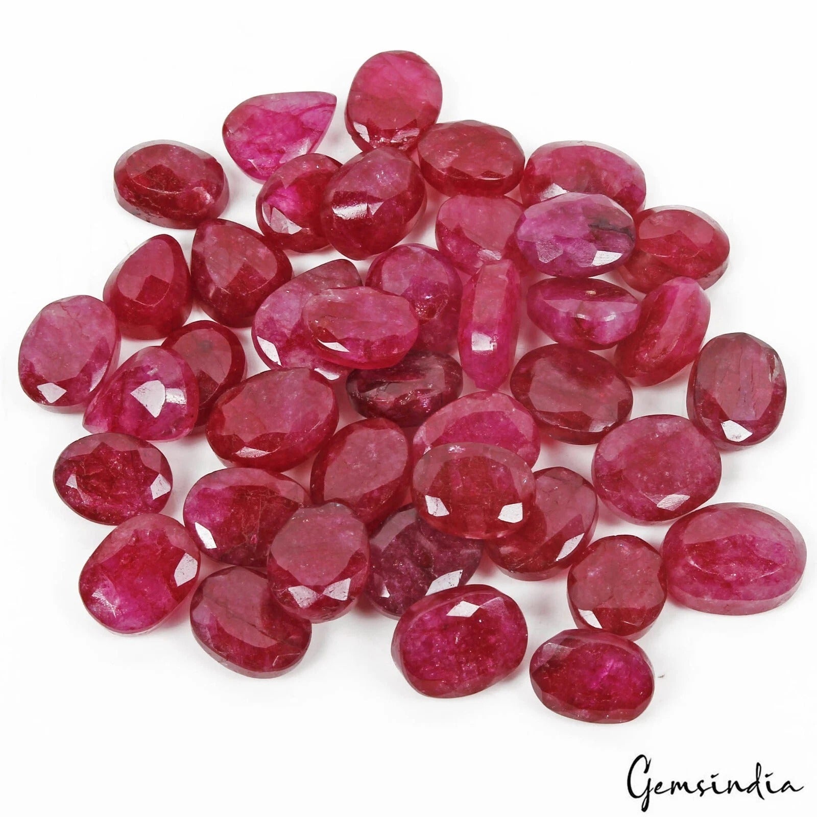 500 Ct/40 Pcs Natural Red USA Beryl Bixbite Oval Cut Loose Gems Lot For Jewelry