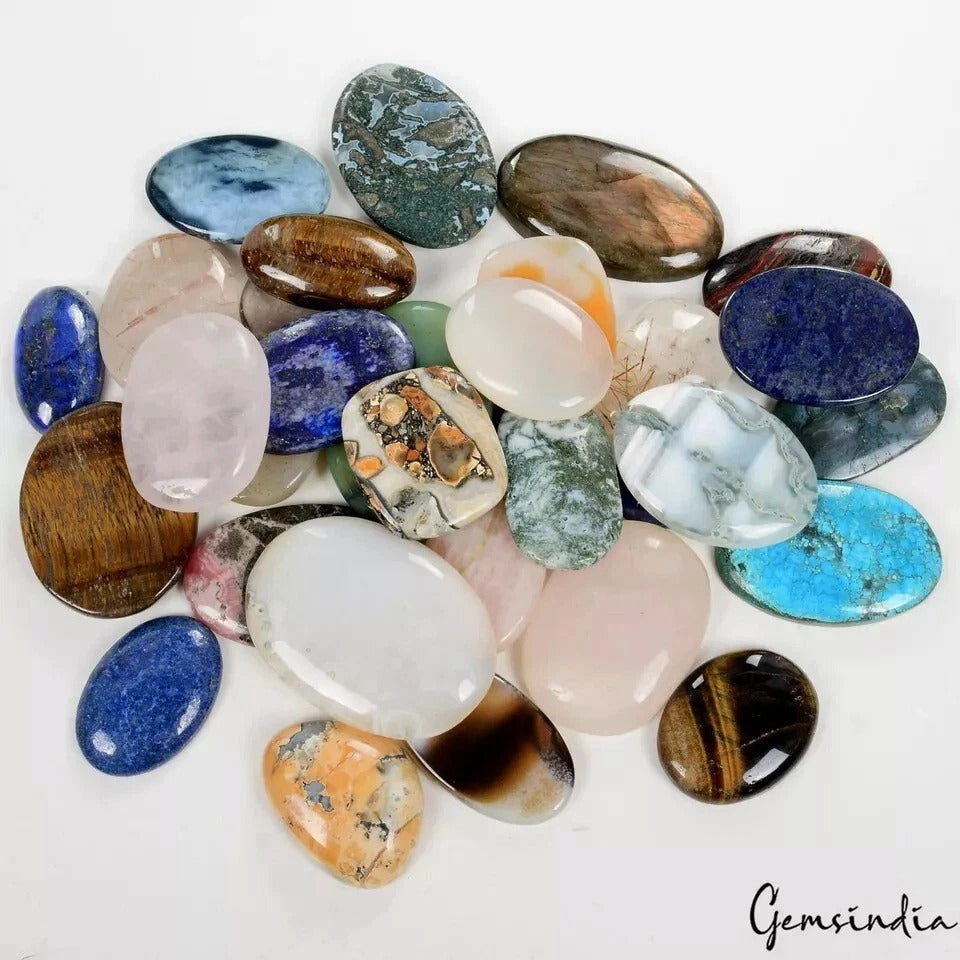 1880 Ct/32 Pcs Natural Multi Color Cab Flatback Semi-Precious Wholesale Gems Lot