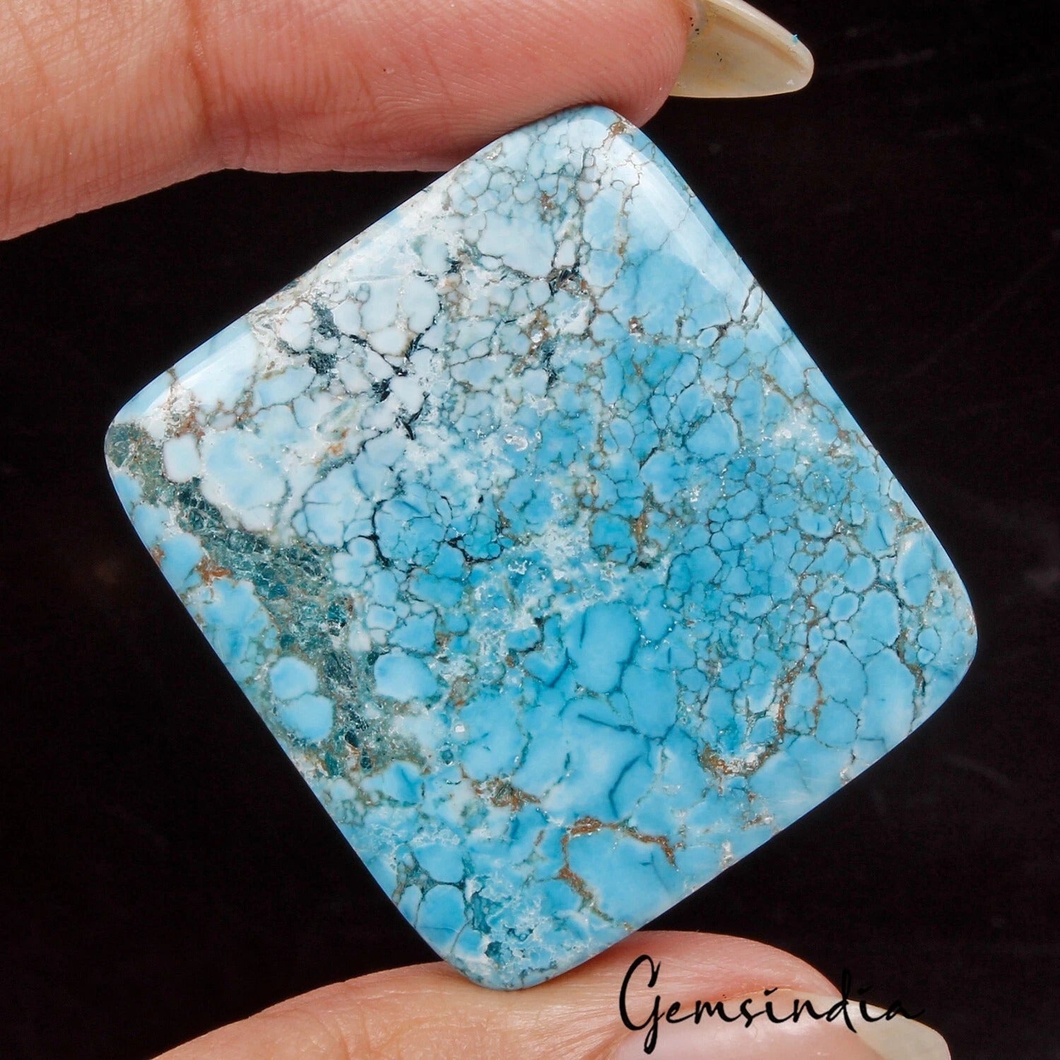 76.80 Ct Natural Blue Designer Cushion Cabochon Spiderweb Loose Gems For Pendant