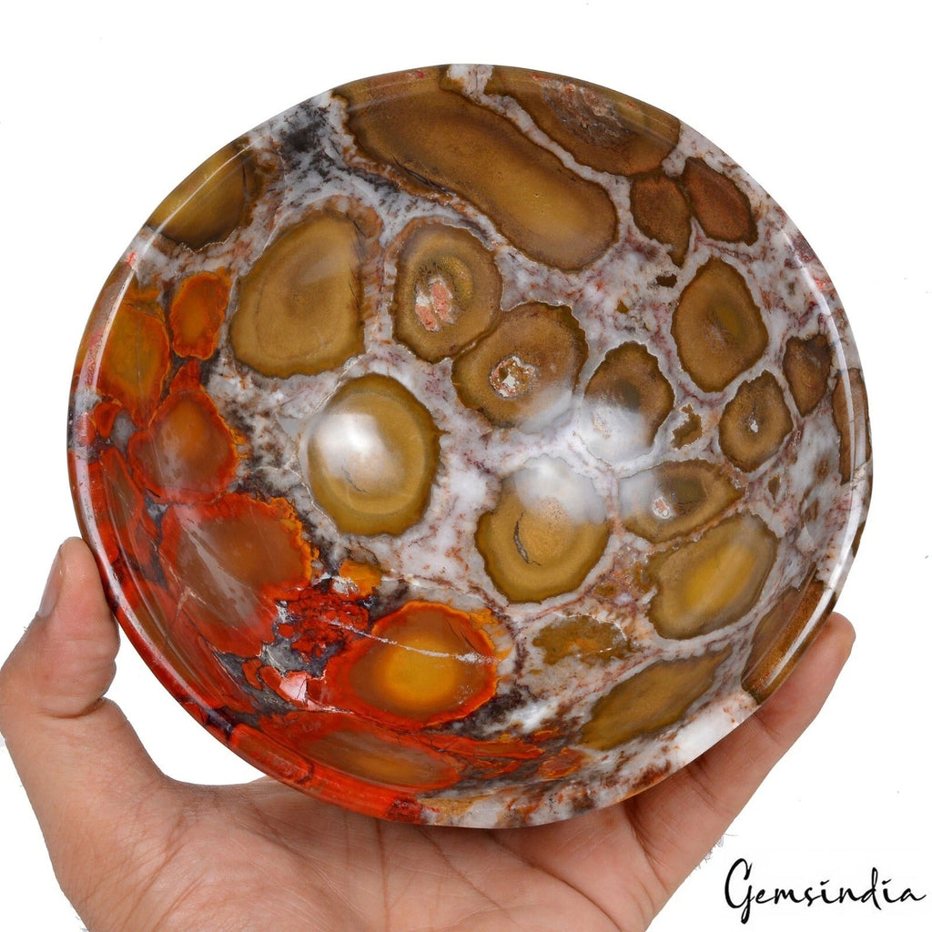 3600 Cts Orbicular Jasper Home Decorative Hand Carved Good Energy Gem Bowl ~6.3"