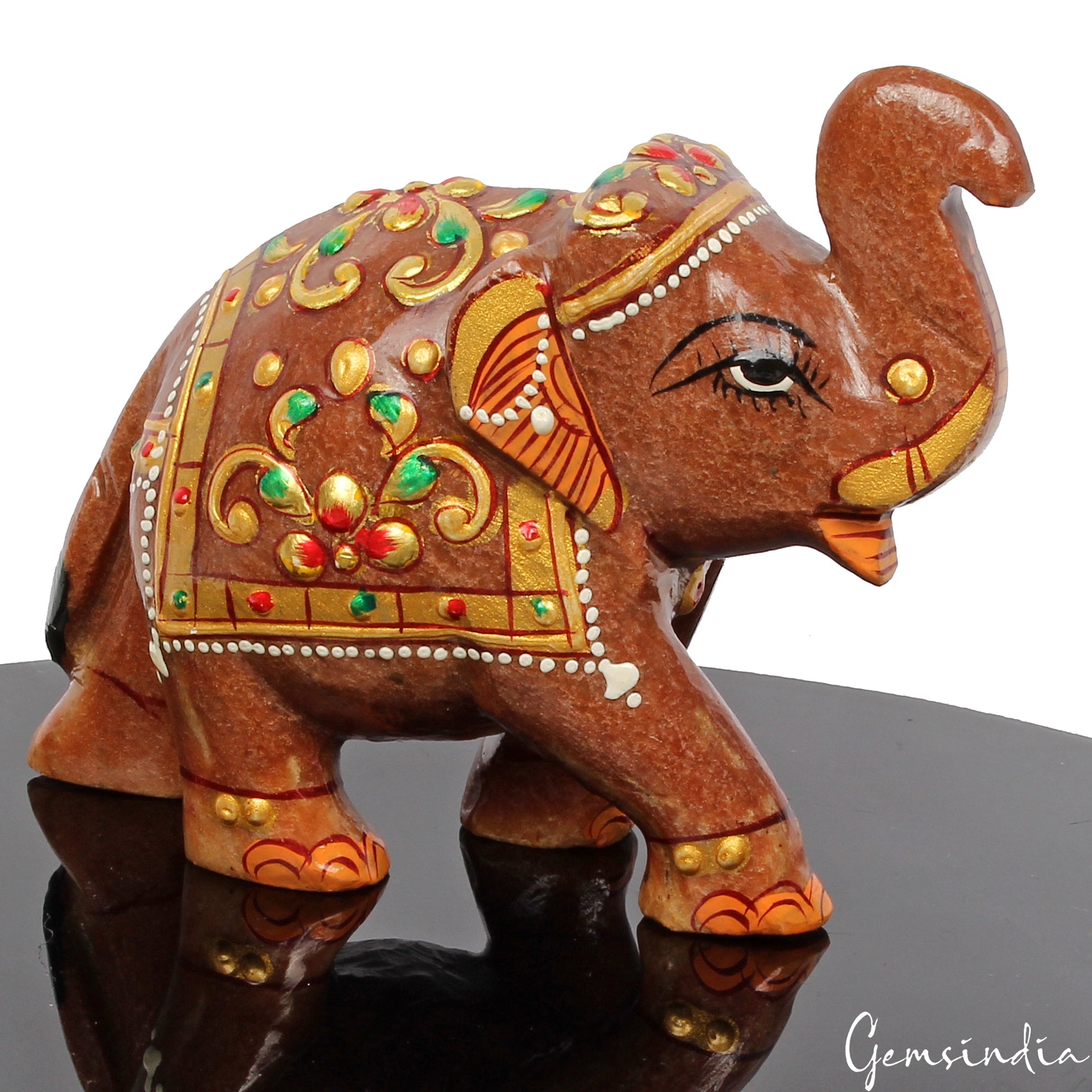 Natural Aventurine Trunk up Elephant 1730 Cts Handmade Sculpture for Home Decor