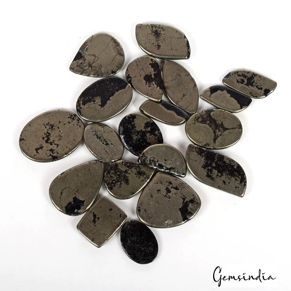 660 Ct/19 Pcs Natural Untreated Apache Gold Pyrite Mix Cab Loose Gem For Jewelry