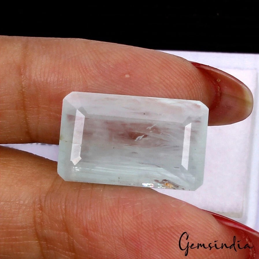 11.80 Cts Natural Blue Aquamarine Octagon Cut Loose Unheated Certified Gemstone