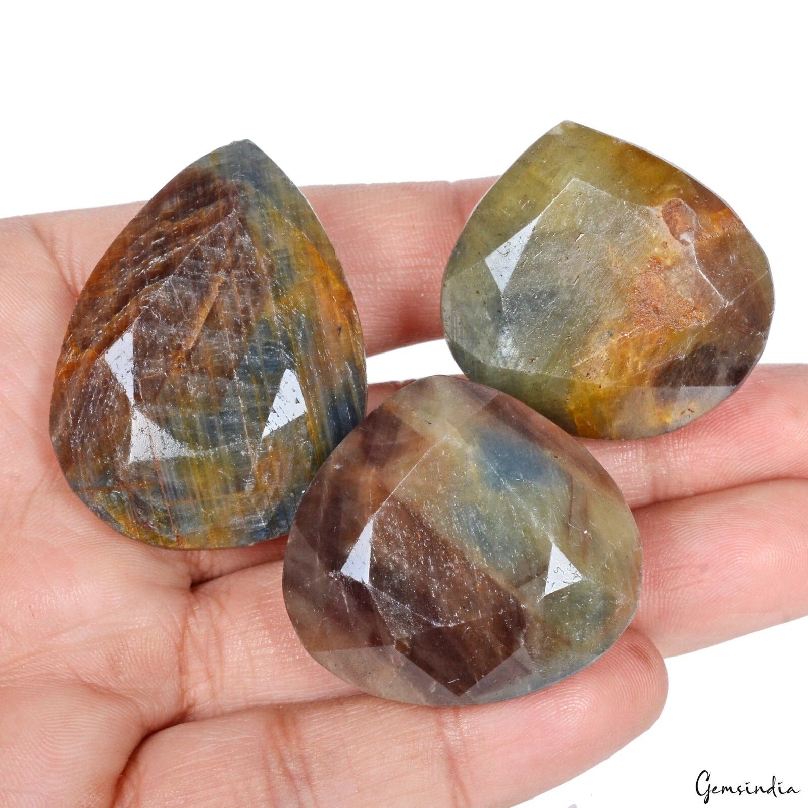 700 Ct Natural Brown Blue Sapphire Loose Untreated Mix Cut Gemstones Lot ~ 3 Pcs