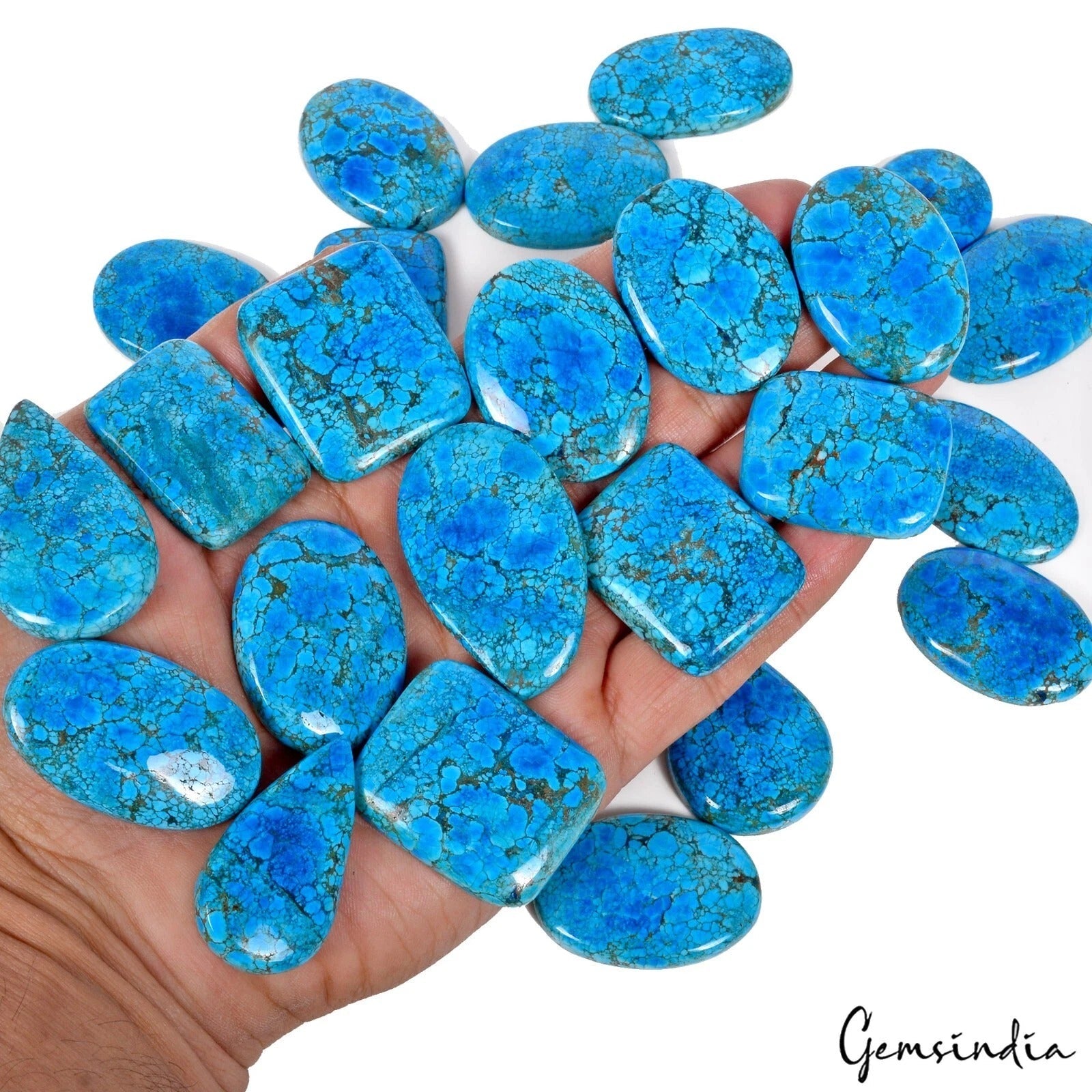 AAA 1500Ct Natural Spiderweb Blue Arizona Turquoise Loose 36-47mm Gemstones~24Pc