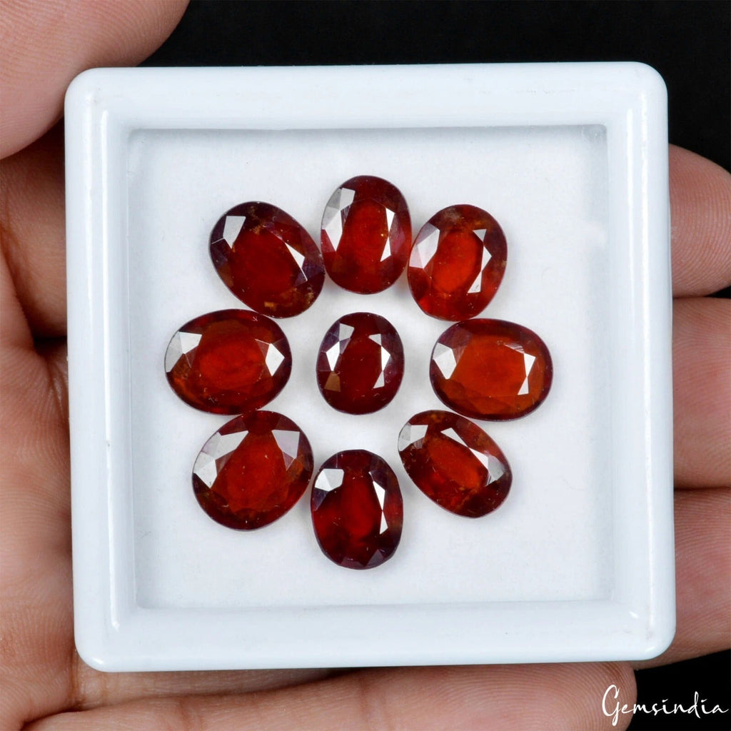 35.20 Ct Natural Untreated Brown Orange Hessonite Garnet Oval Faceted Gems Lot