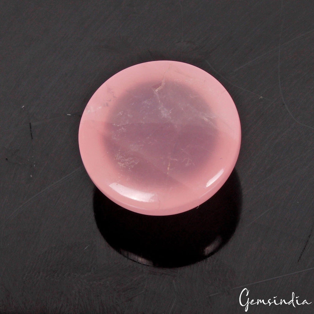 Certified 38.30 Cts Natural Untreated Pink Rose Quartz Round Cab Gem For Ring