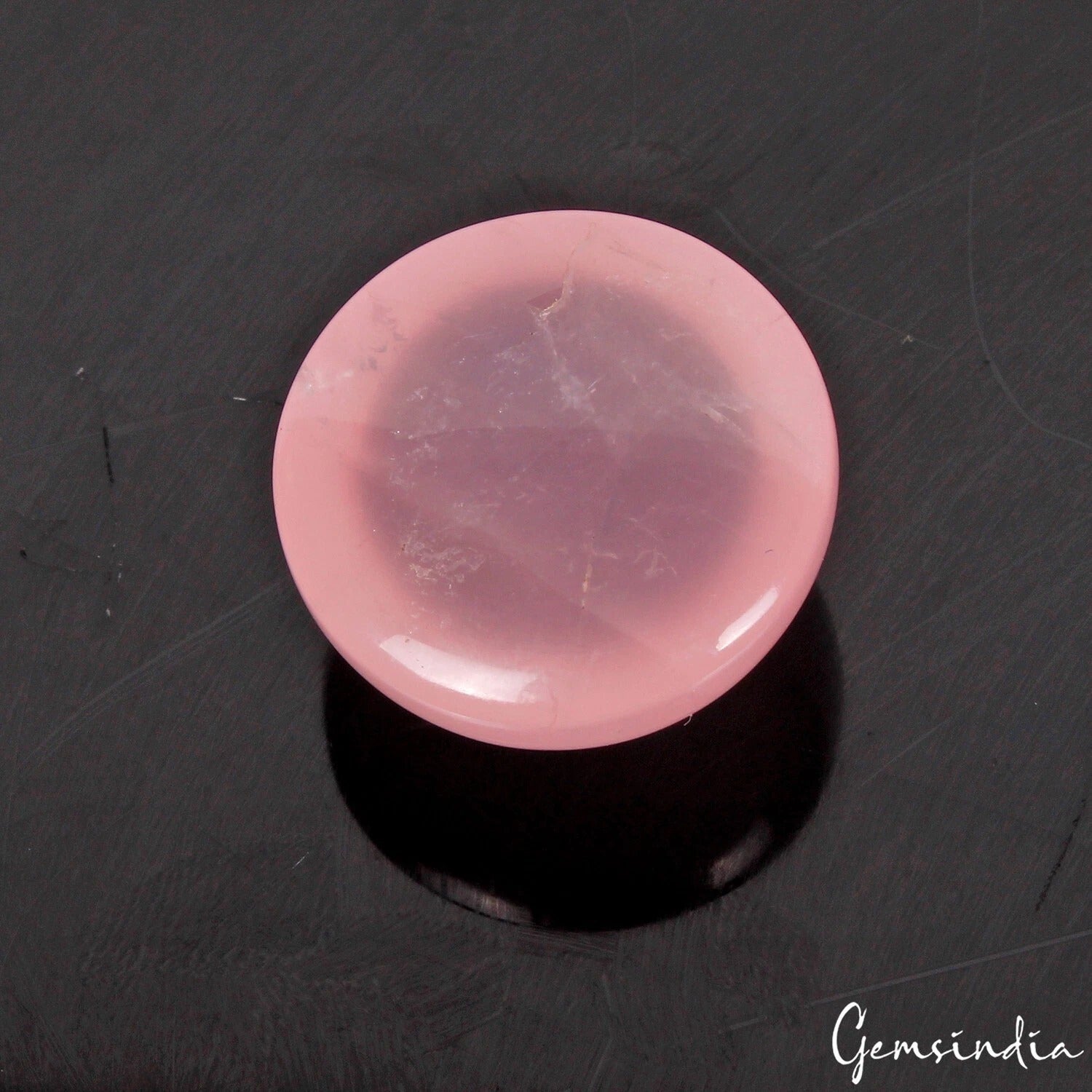 Certified 38.30 Cts Natural Untreated Pink Rose Quartz Round Cab Gem For Ring