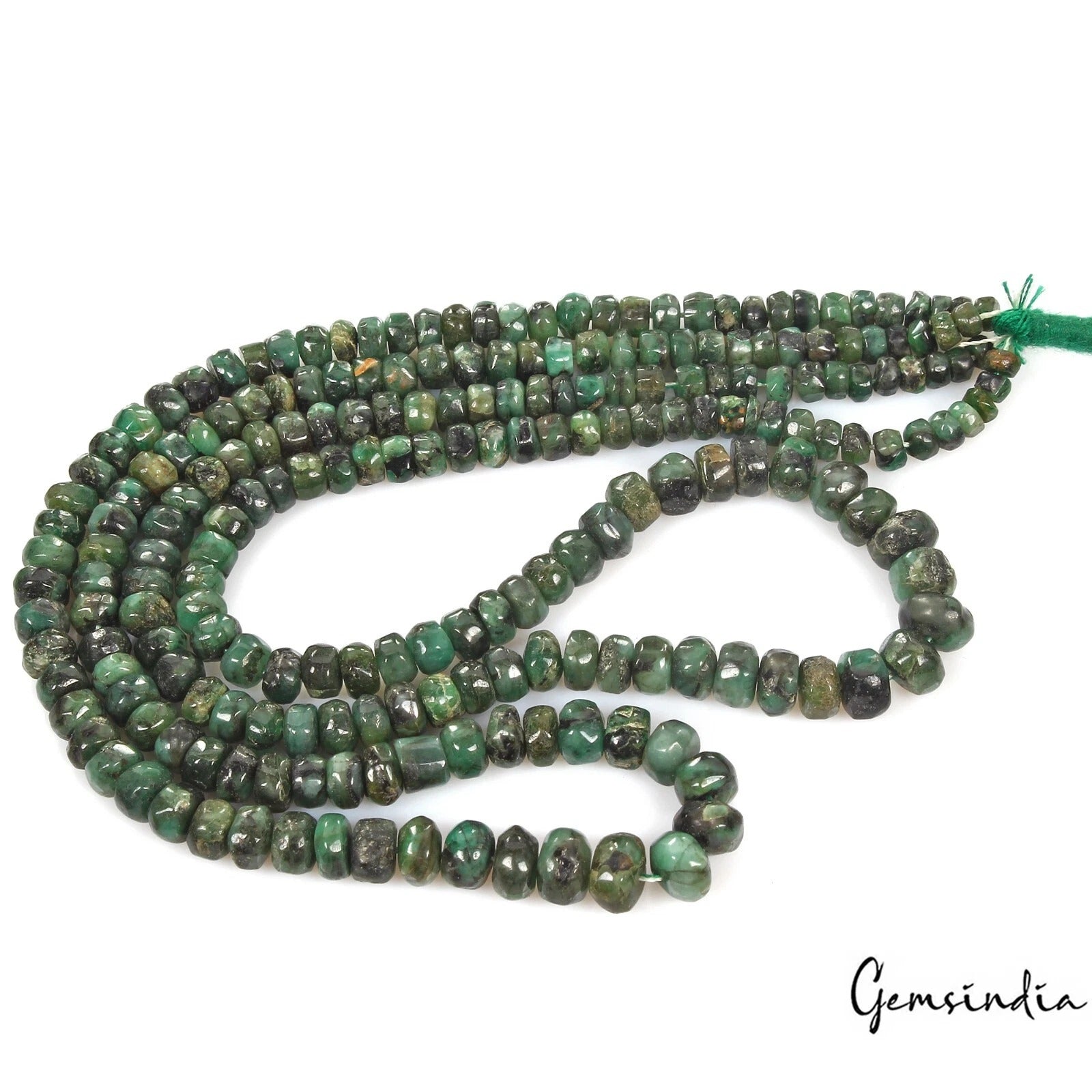 Emerald Beaded Strand, Untreated, Green — 4mm to 8mm, 250 Ct, Brazil