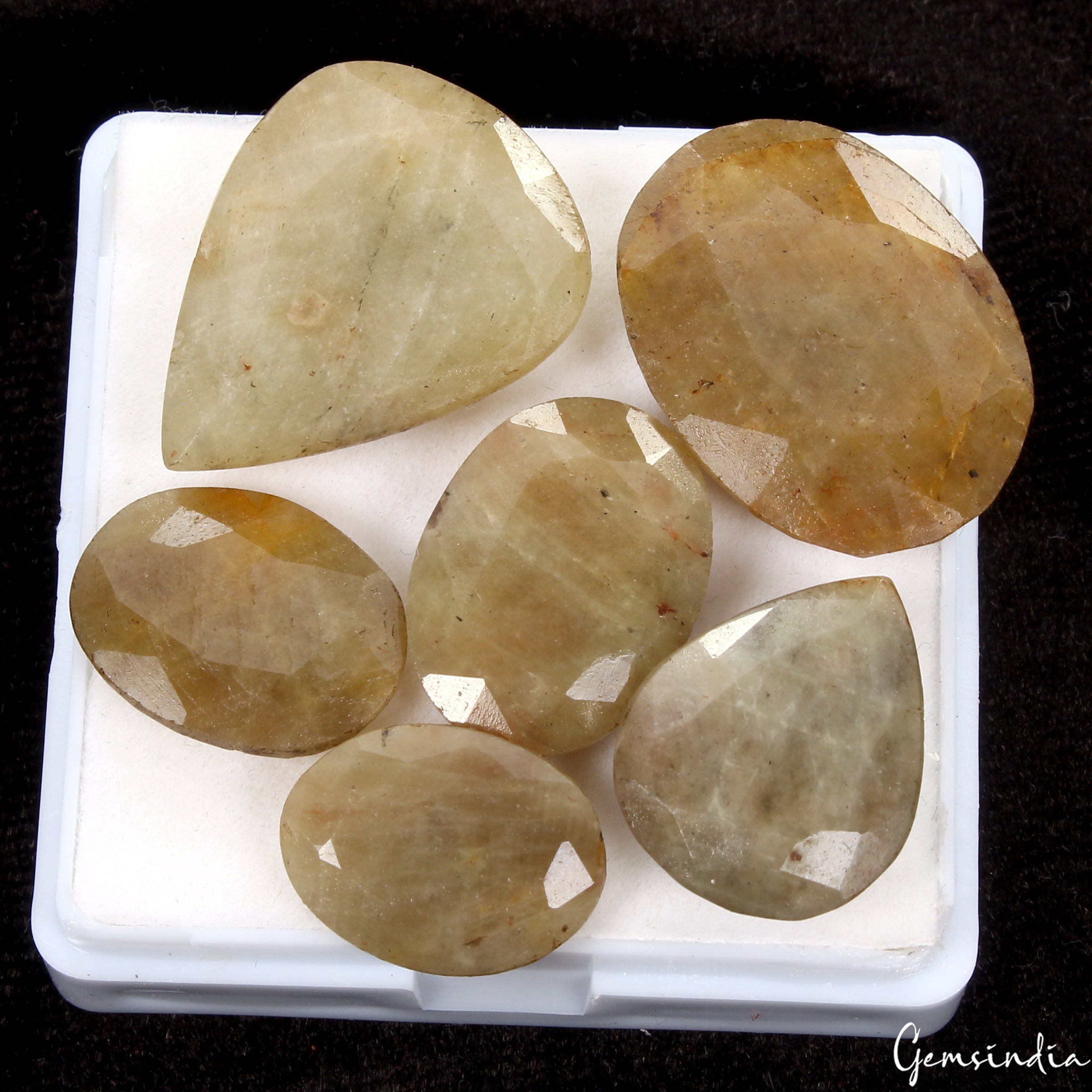 142Ct 100% Natural Yellow Brown Sapphire Untreated Mix Cut Loose Gemstones 6 Pc