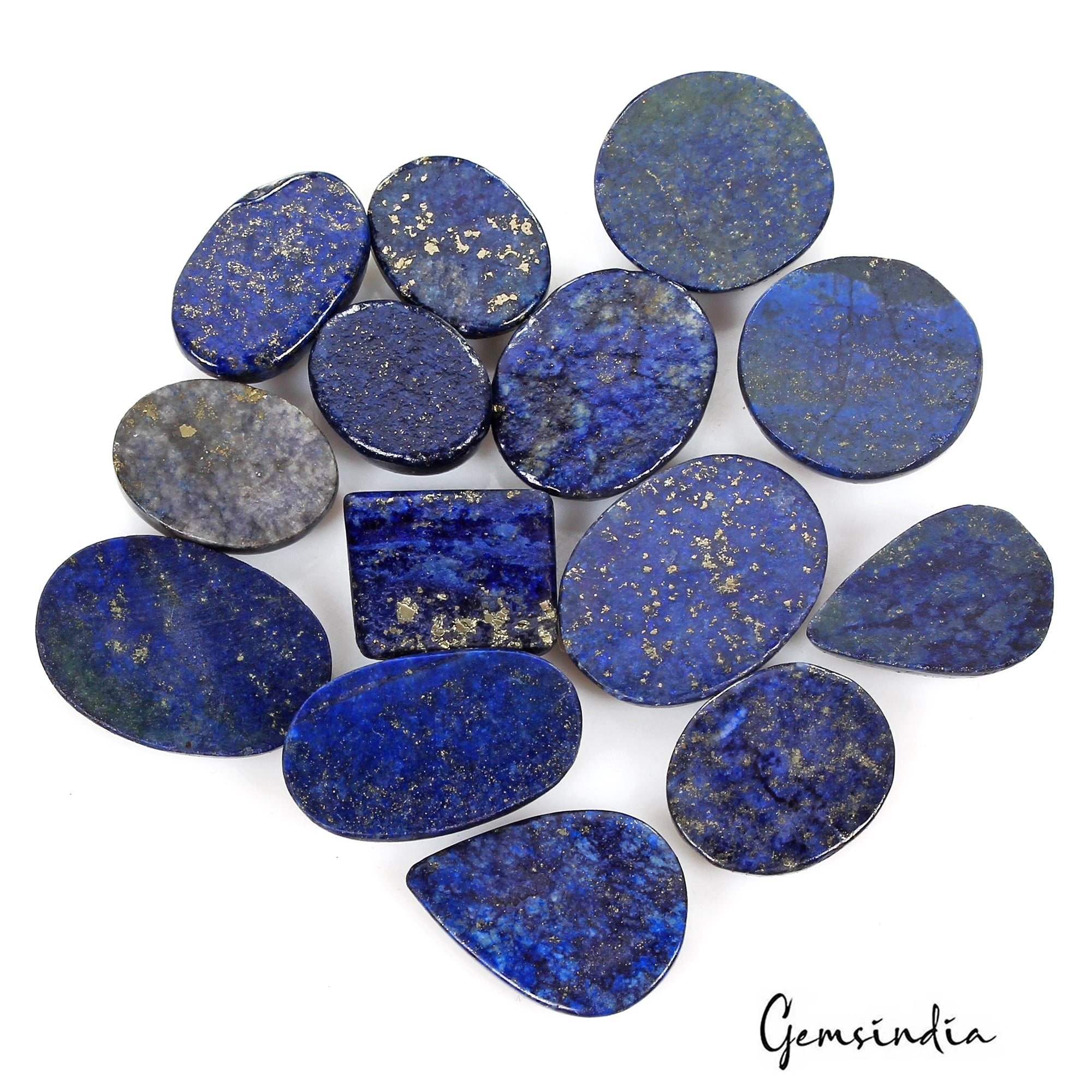 440 Ct/14 Pcs Natural Blue Lapis Lazuli Gold Flecks Mix Cab Loose Wholesale Gems