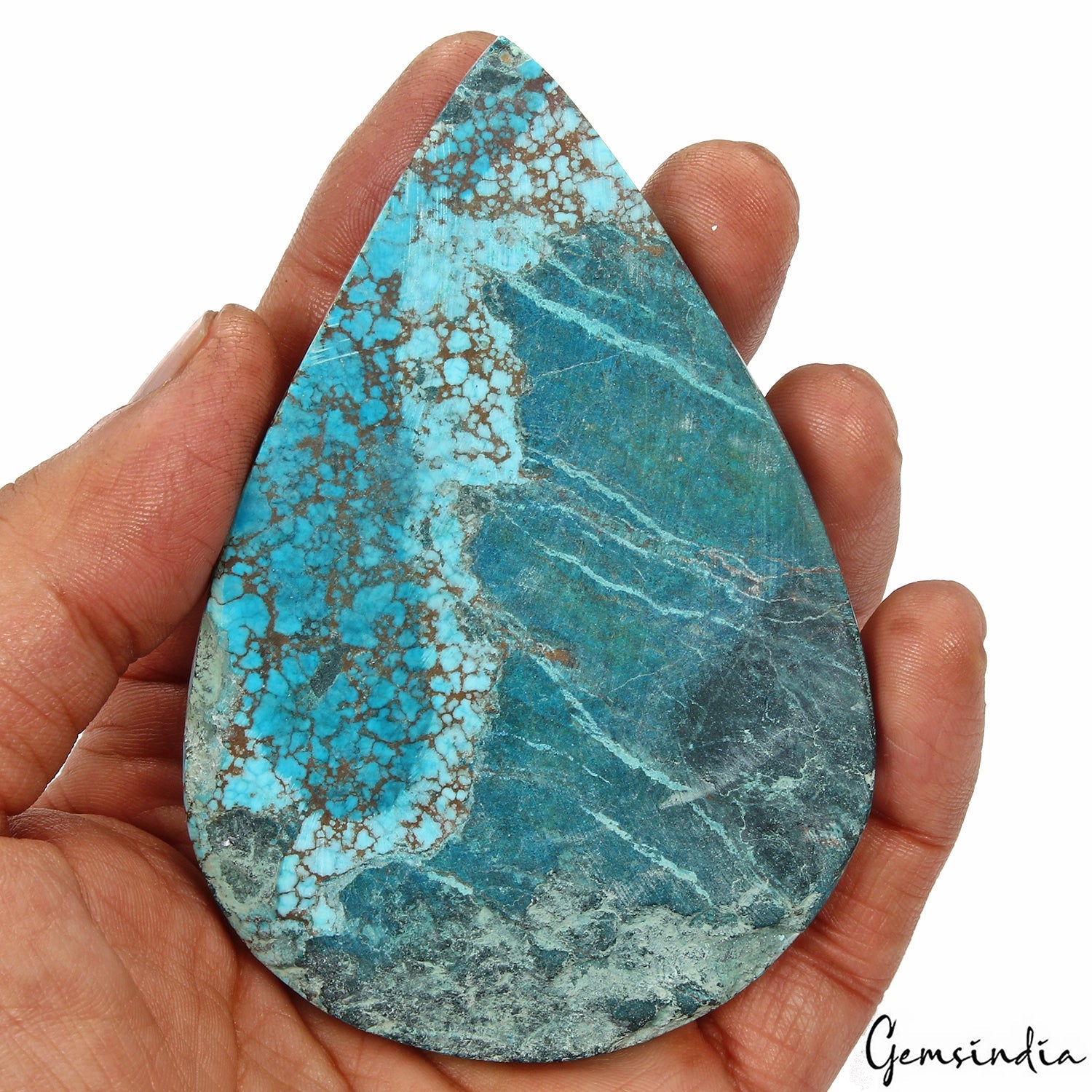 Huge 550 Cts USA Arizona Spiderweb Blue Turquoise Oval Cabochon Loose Gemstone