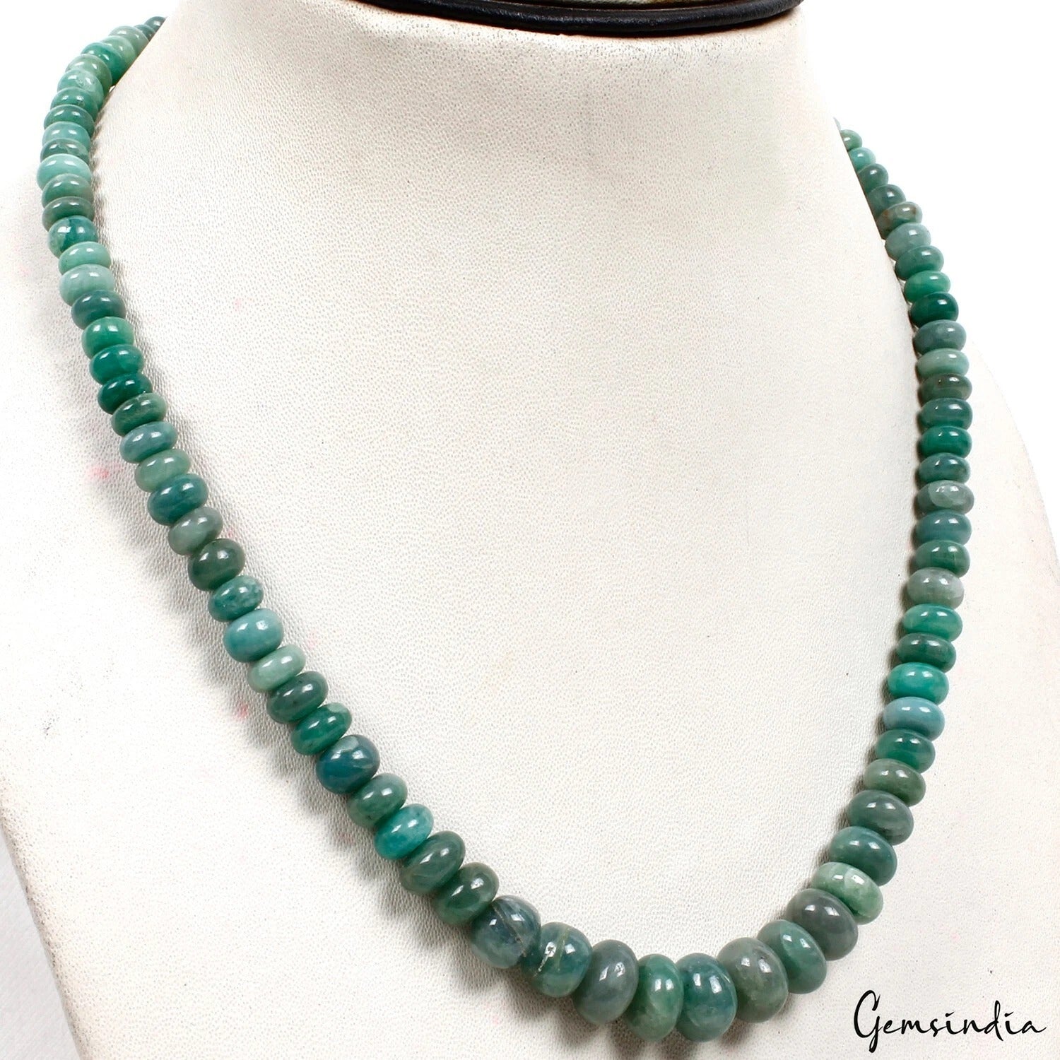 220 Ct Natural Green Emerald Gem Round Beaded Graduation Style Necklace