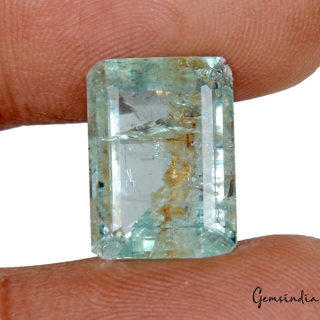 7.60 Cts Natural Untreated Aqua Blue Aquamarine Octagon Cut Loose Gem For Ring
