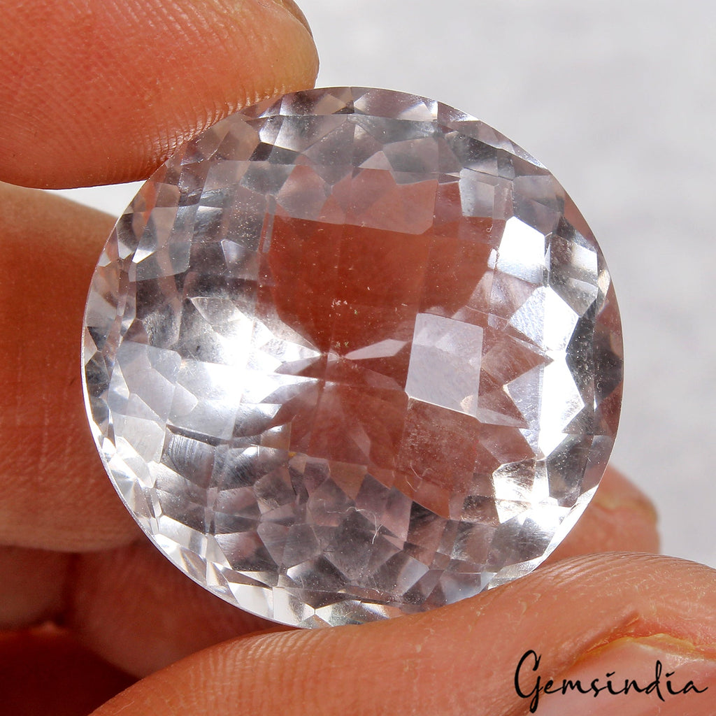 Certified 56.20Ct VVS Natural Bolivian Amethyst Round Checker Cut Loose Gemstone