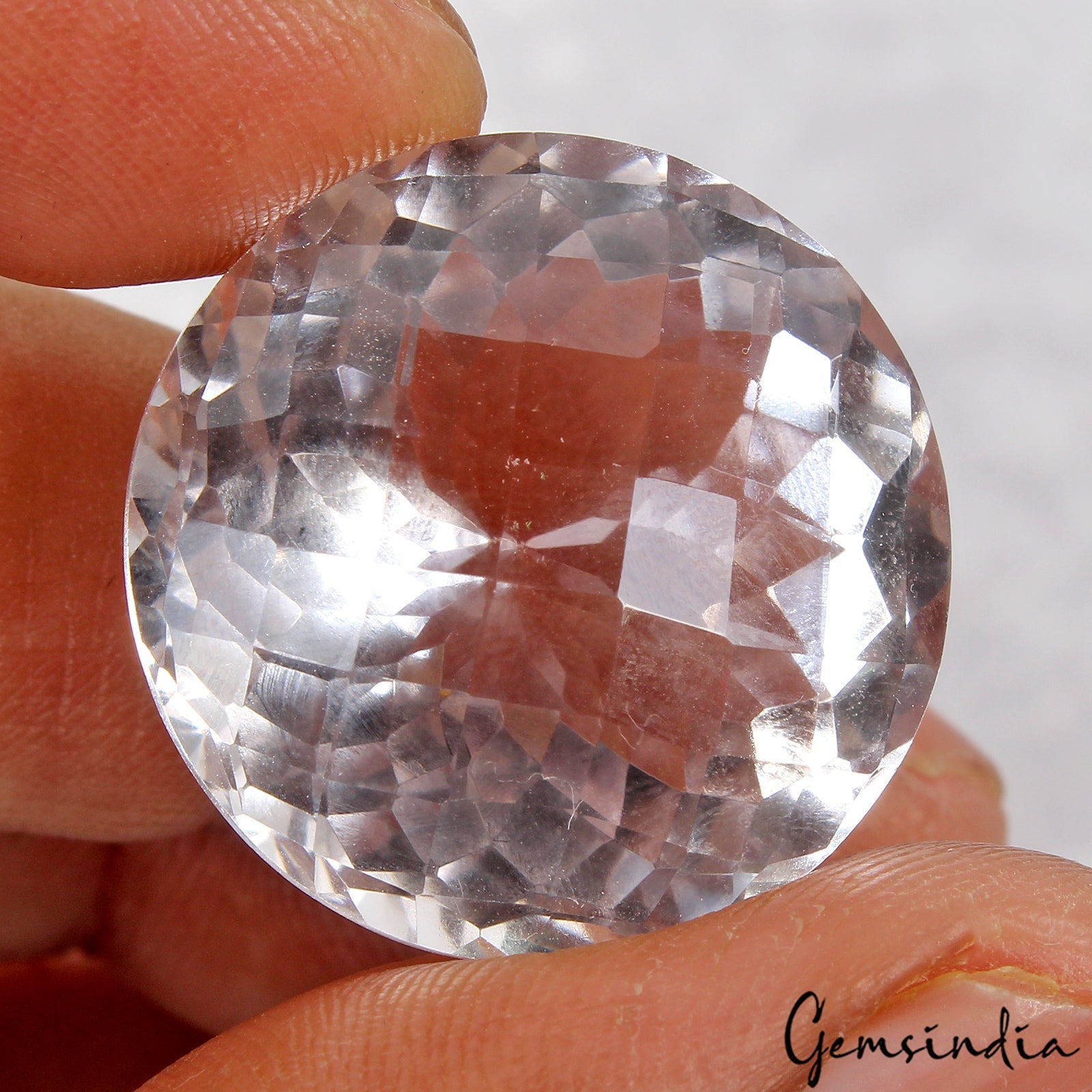 Certified 56.20Ct VVS Natural Bolivian Amethyst Round Checker Cut Loose Gemstone
