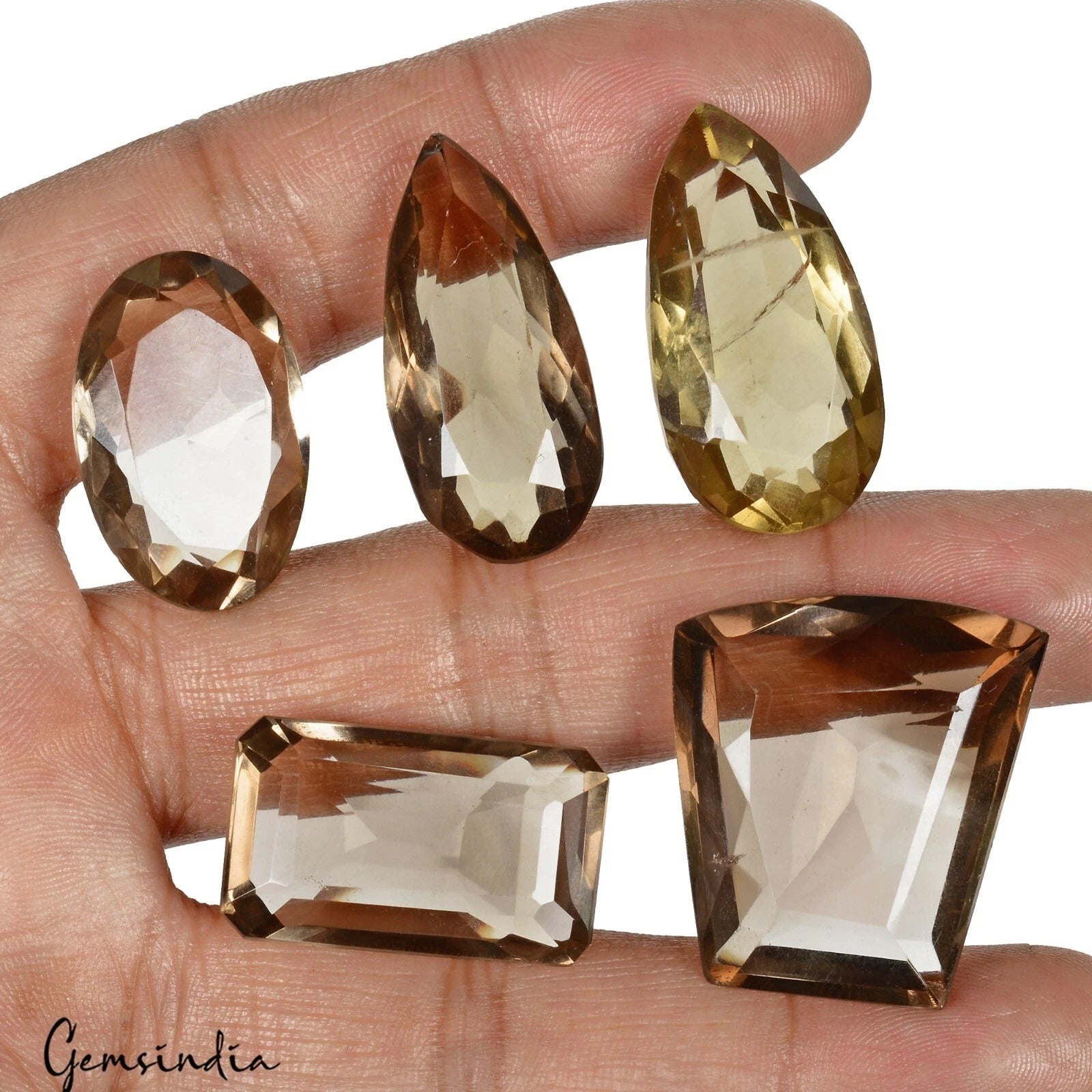 200 Ct/5 Pcs Natural Untreated Brown Smoky Quartz Mix Cut Loose Gems For Jewelry