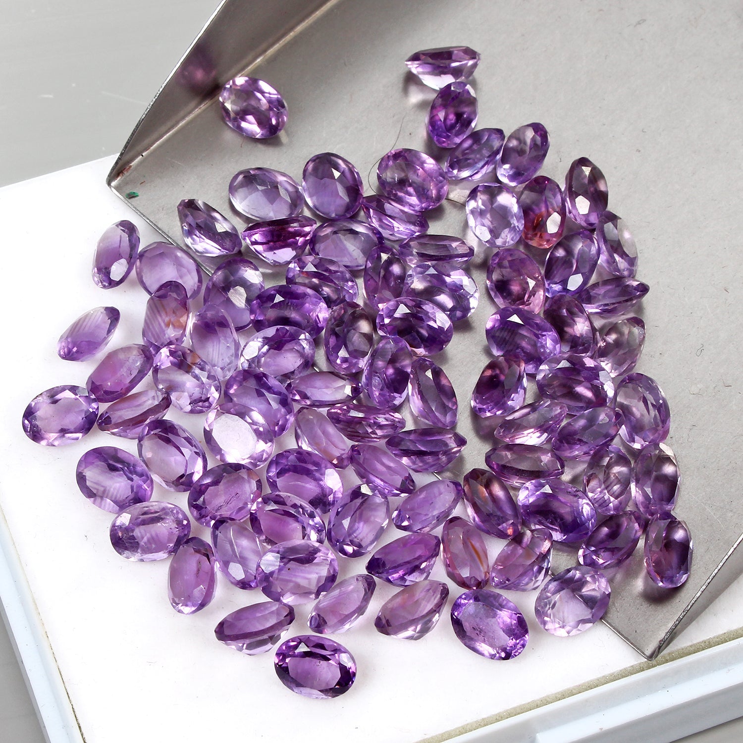 138.20 Ct/81 Pcs Natural Unheated Purple Amethyst Oval Calibrated 9x7mm Gems Lot