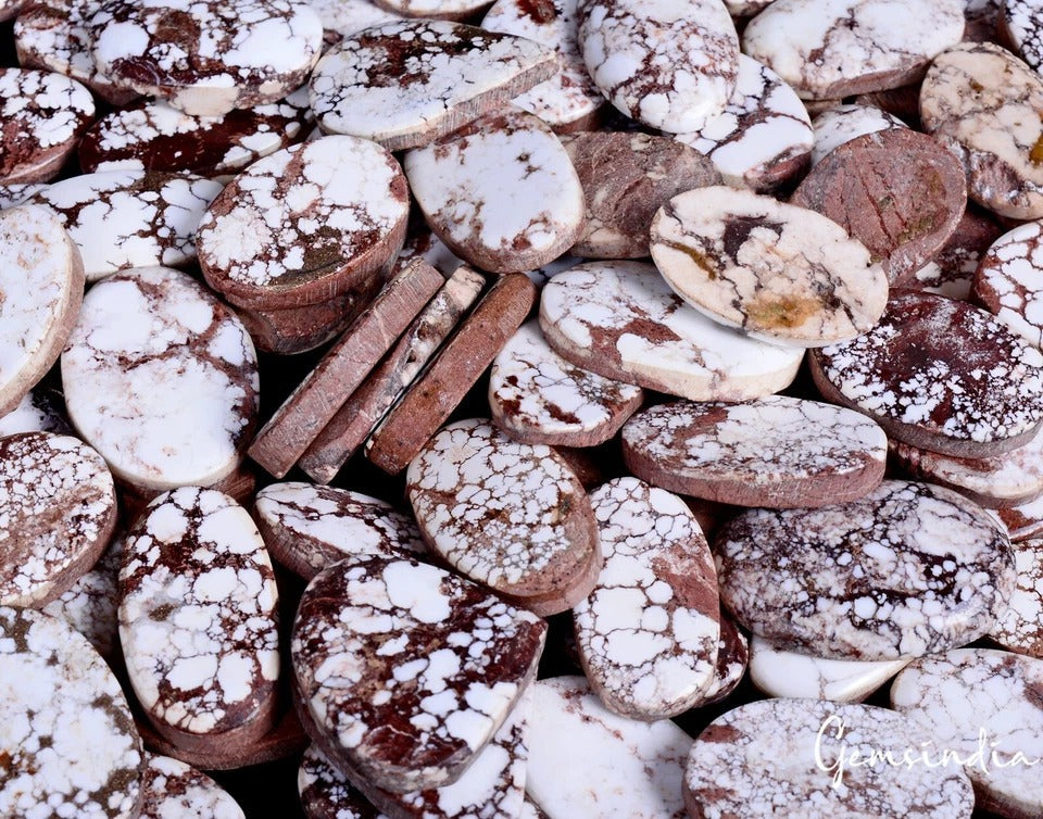 3500 Ct/103 Pcs Natural Untreated White Buffalo Turquoise Mix Cab Wholesale Gems