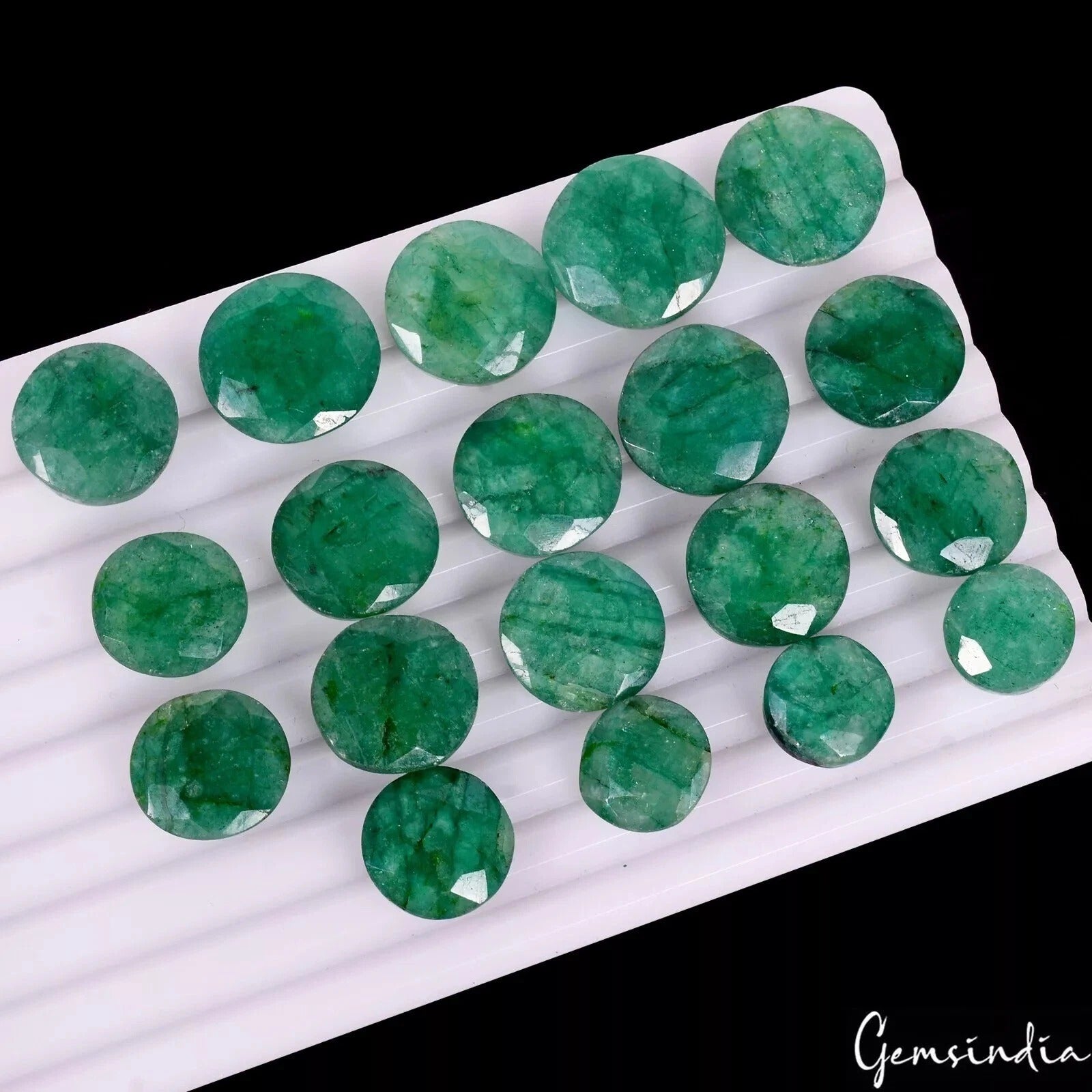 Brazilian Emerald Lot, Loose Gemstone, Color Enhanced — 10 Pieces, 14mm to 19mm, Brazil