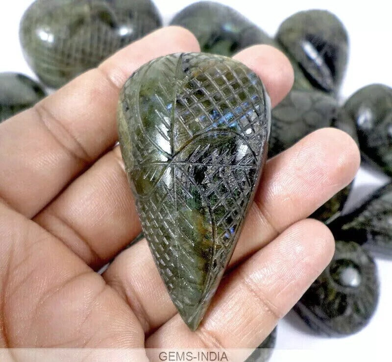 5080 Ct Natural Labradorite 52-80mm Hand Carving Flashy Untreated Gemstones Lot