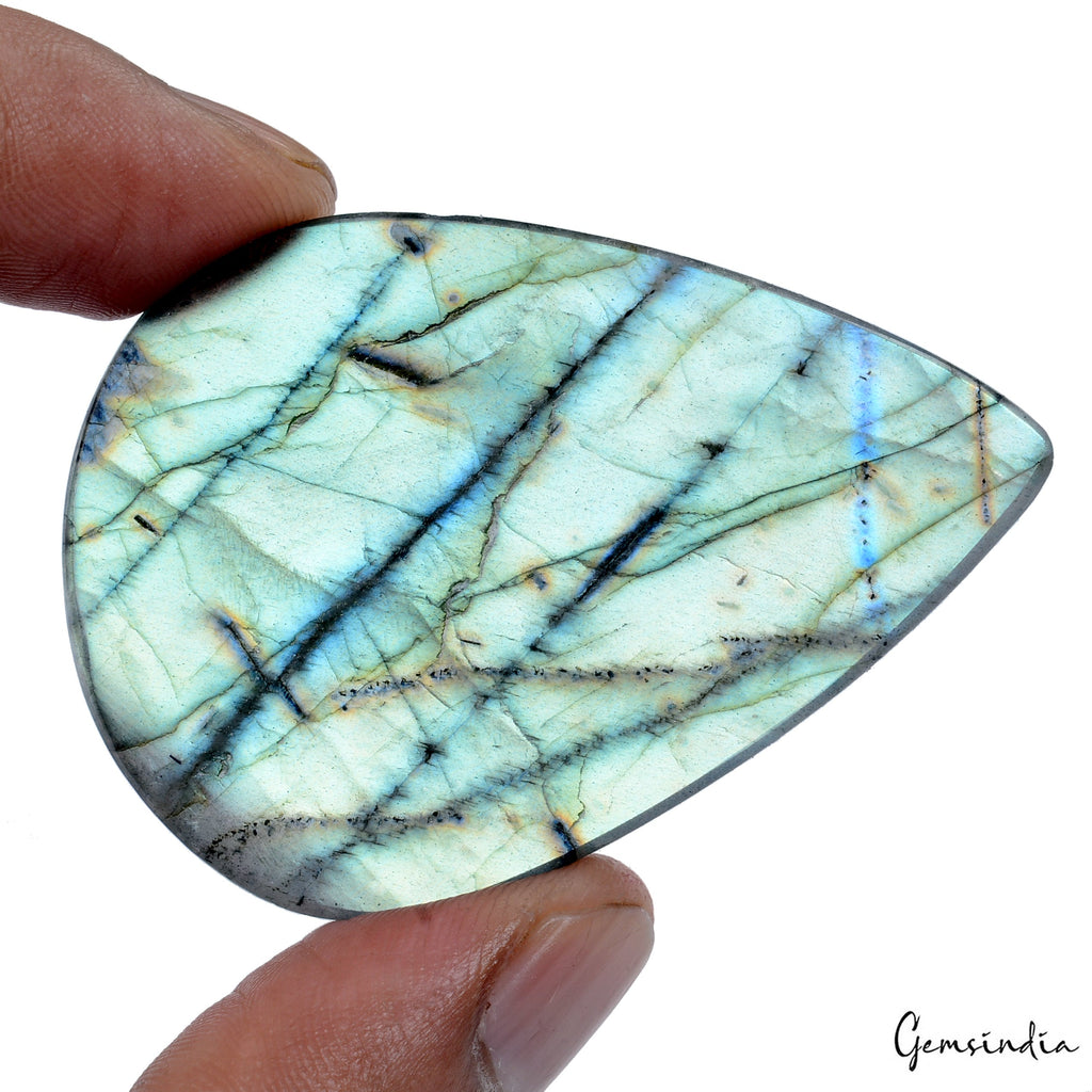 Certified 150 Ct Natural Untreated Blue Shine Labradorite Pear Gem For Pendant