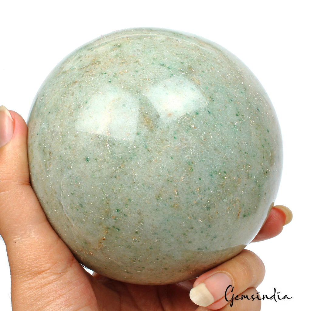 1.595 Kilo Natural Green Aventurine Healing Crystal Mineral Sphere With Stand