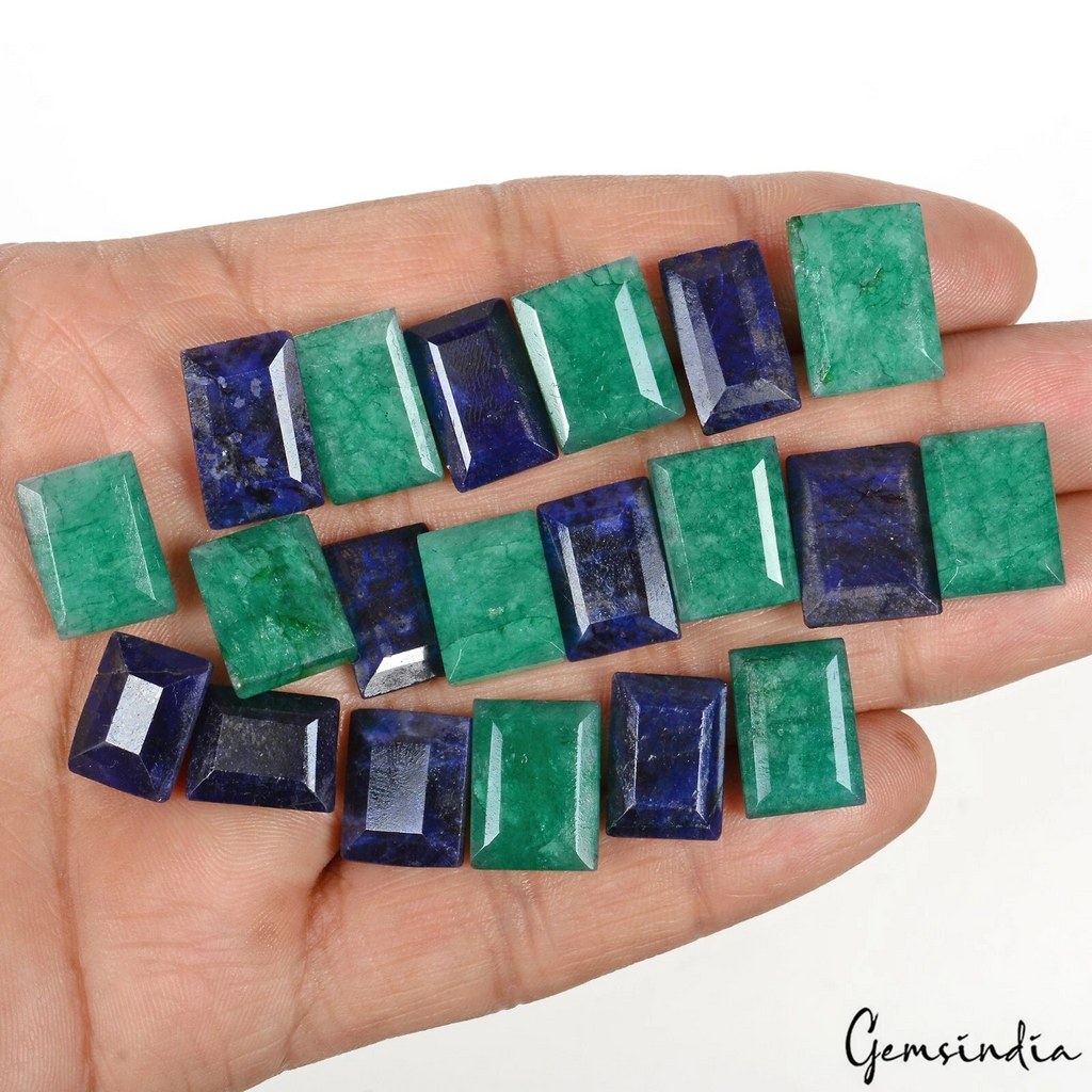 238 Cts/20 Pcs Natural Emerald Sapphire Baguette Cut Loose Ring Size Gems Lot