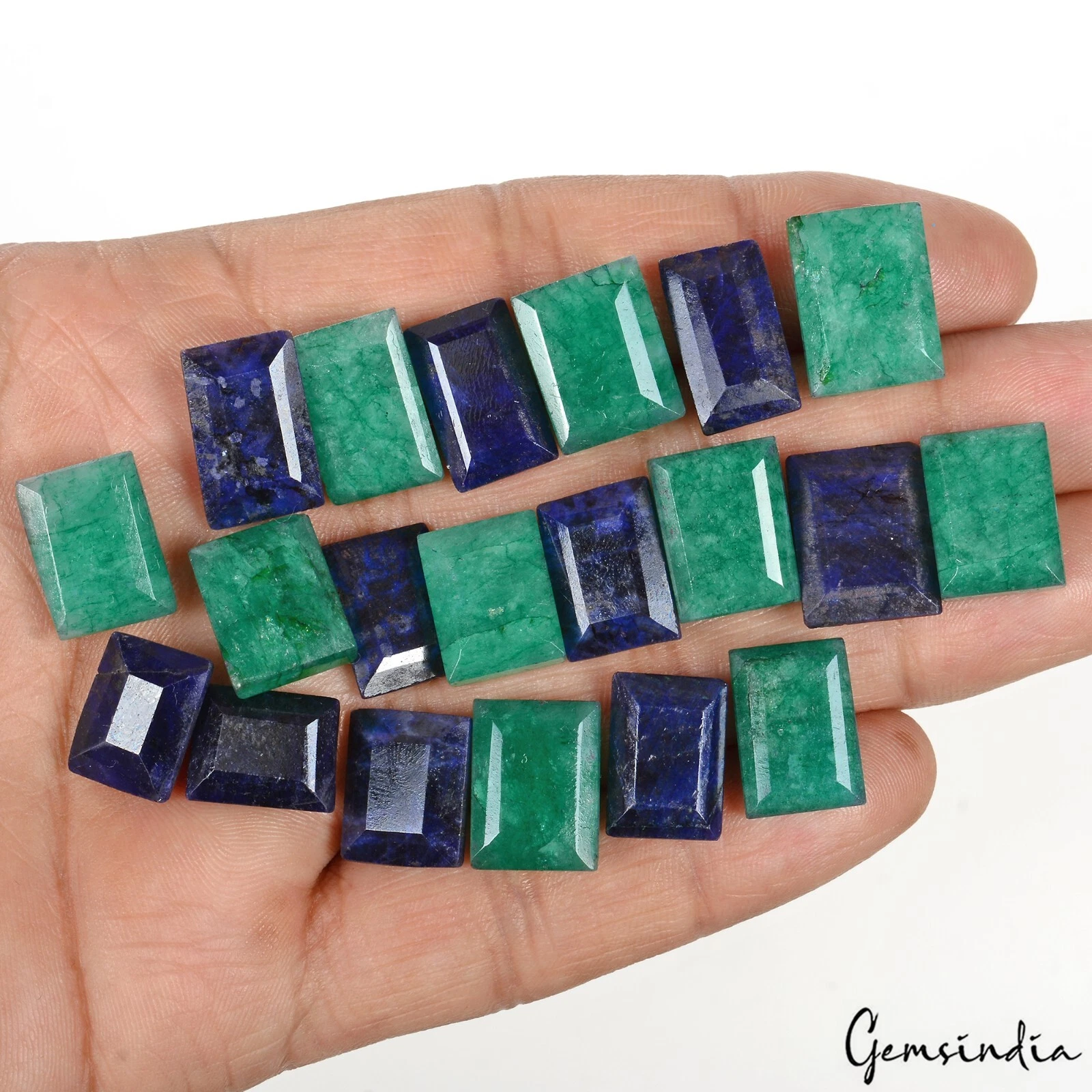 238 Cts/20 Pcs Natural Emerald Sapphire Baguette Cut Loose Ring Size Gems Lot