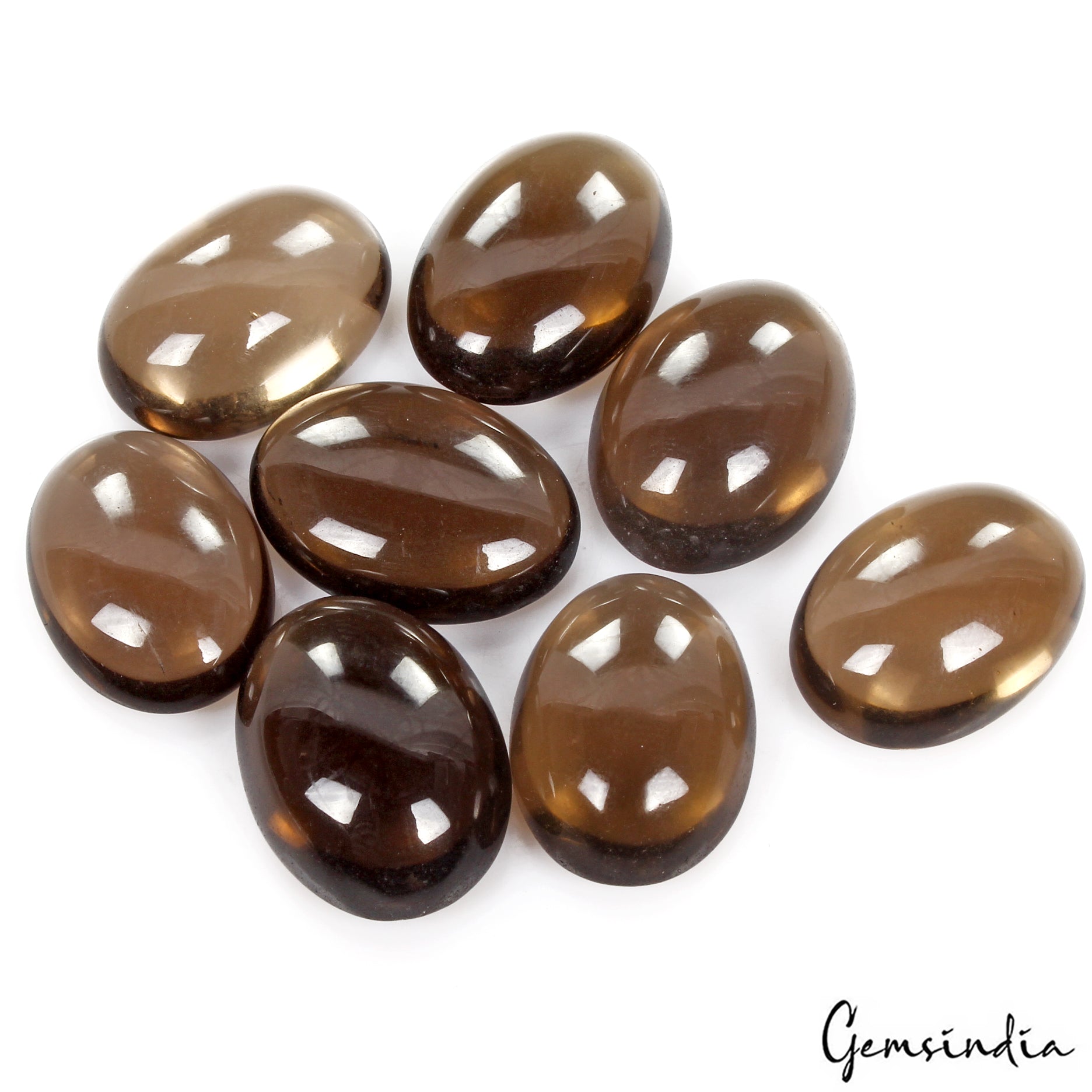 8 Pc Natural Brown Smoky Quartz Oval Cabochon Loose 21-23mm Gemstones~ 184.80 Ct