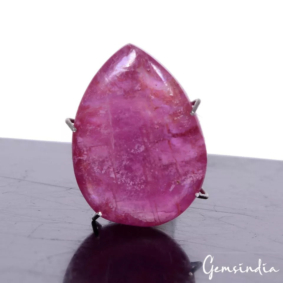IGL&I Certified 15.70 Cts Natural Mozambique Red Ruby Pear Carved Gem For Ring