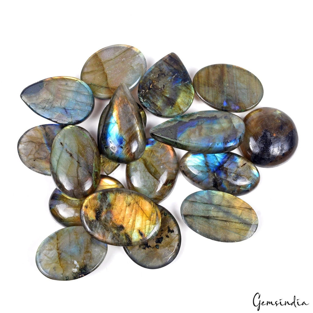 430 Cts/17 Pcs Natural Untreated Multi Shine Labradorite Mix Cab Loose Gems Lot