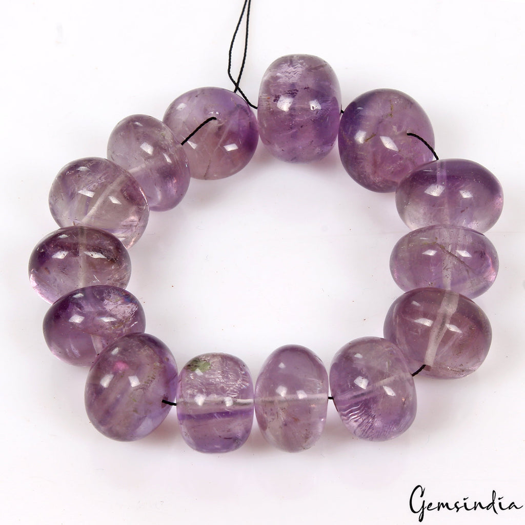 390 Ct/14 Pcs Natural Brazilian Purple Amethyst Round Cab Drilled Beads Gems Lot