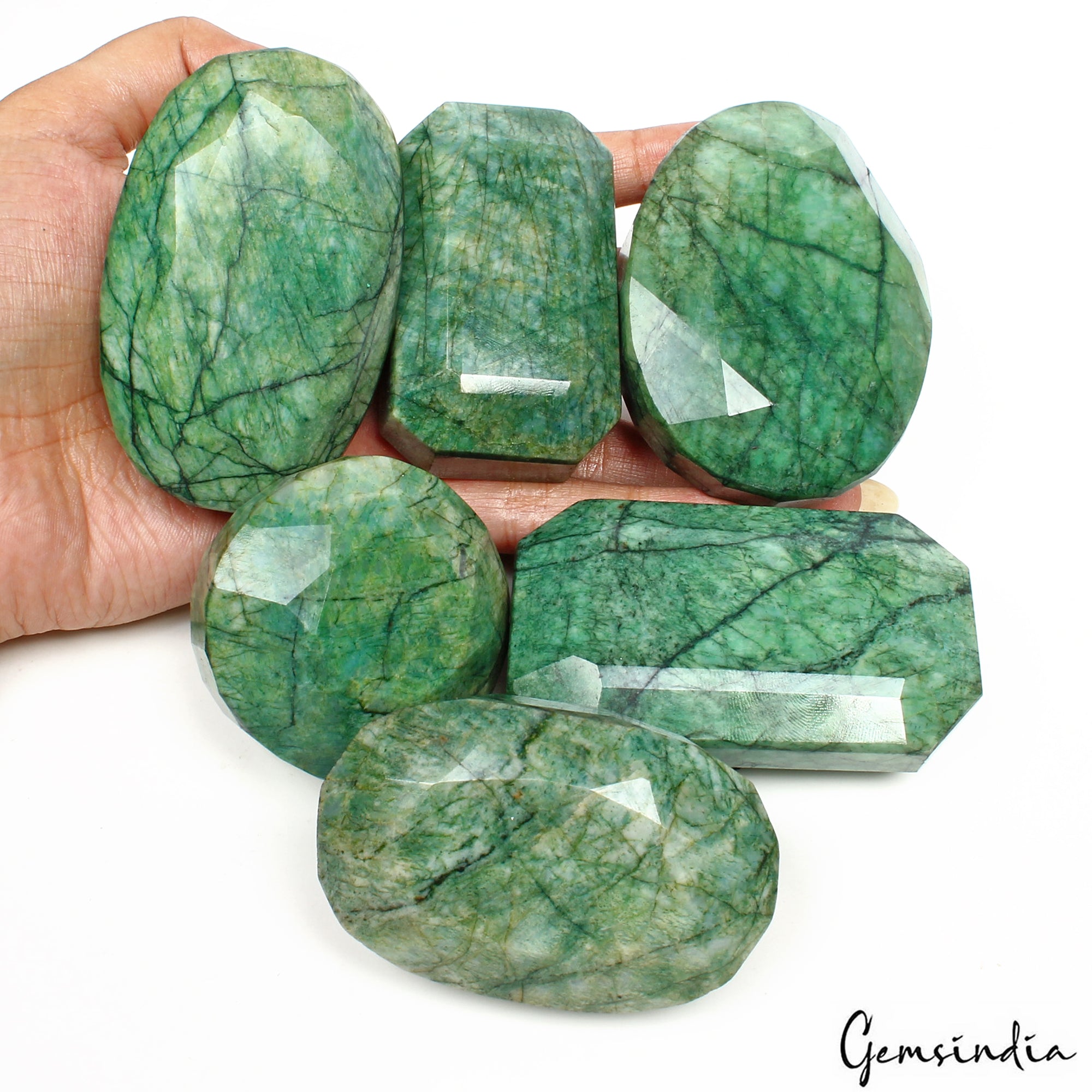 5000 Cts/6 Pcs Natural Brazilian Green Emerald Mix Cut Loose Gems Wholesale Lot