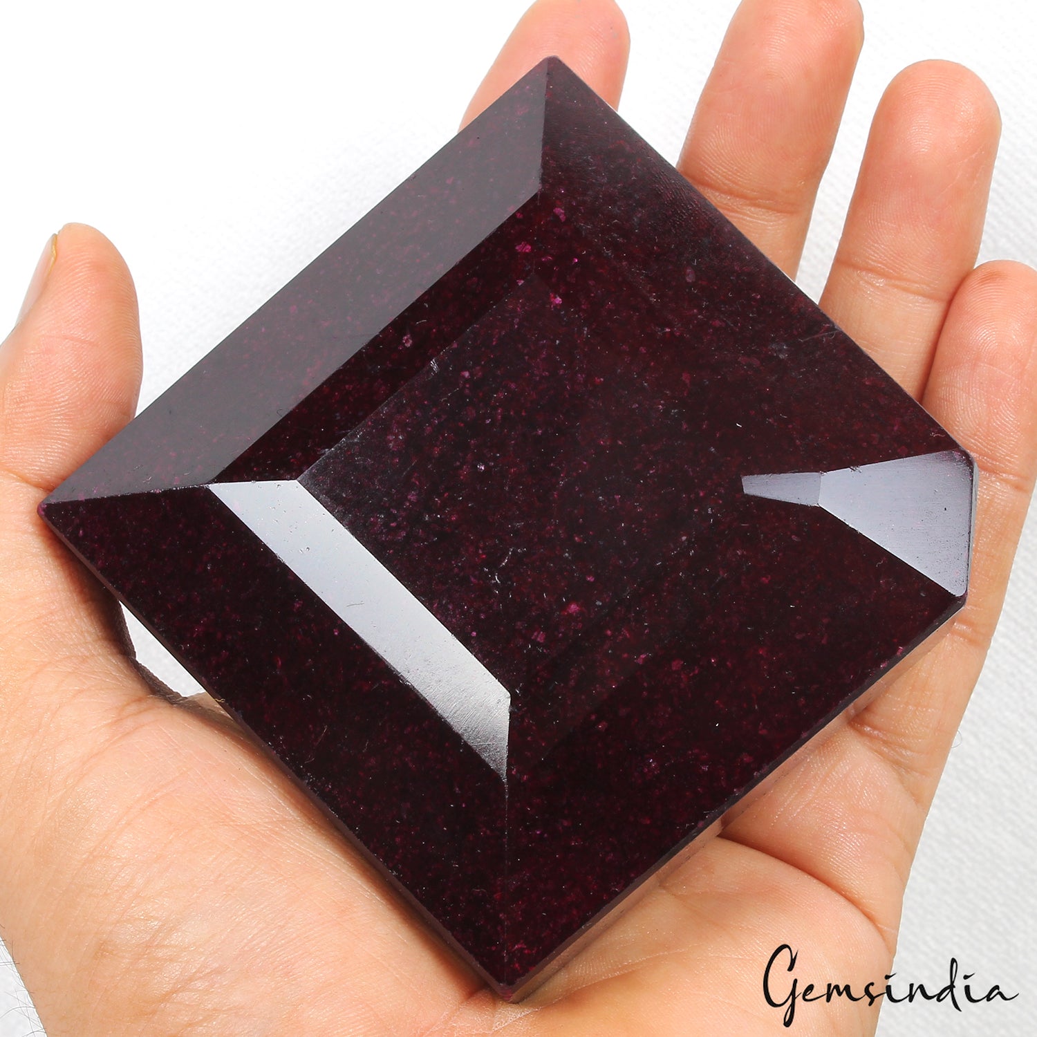 Ruby Loose Gemstone, Color Enhanced, Dark Red — 80x80x44 mm, 3050 Ct, Madagascar
