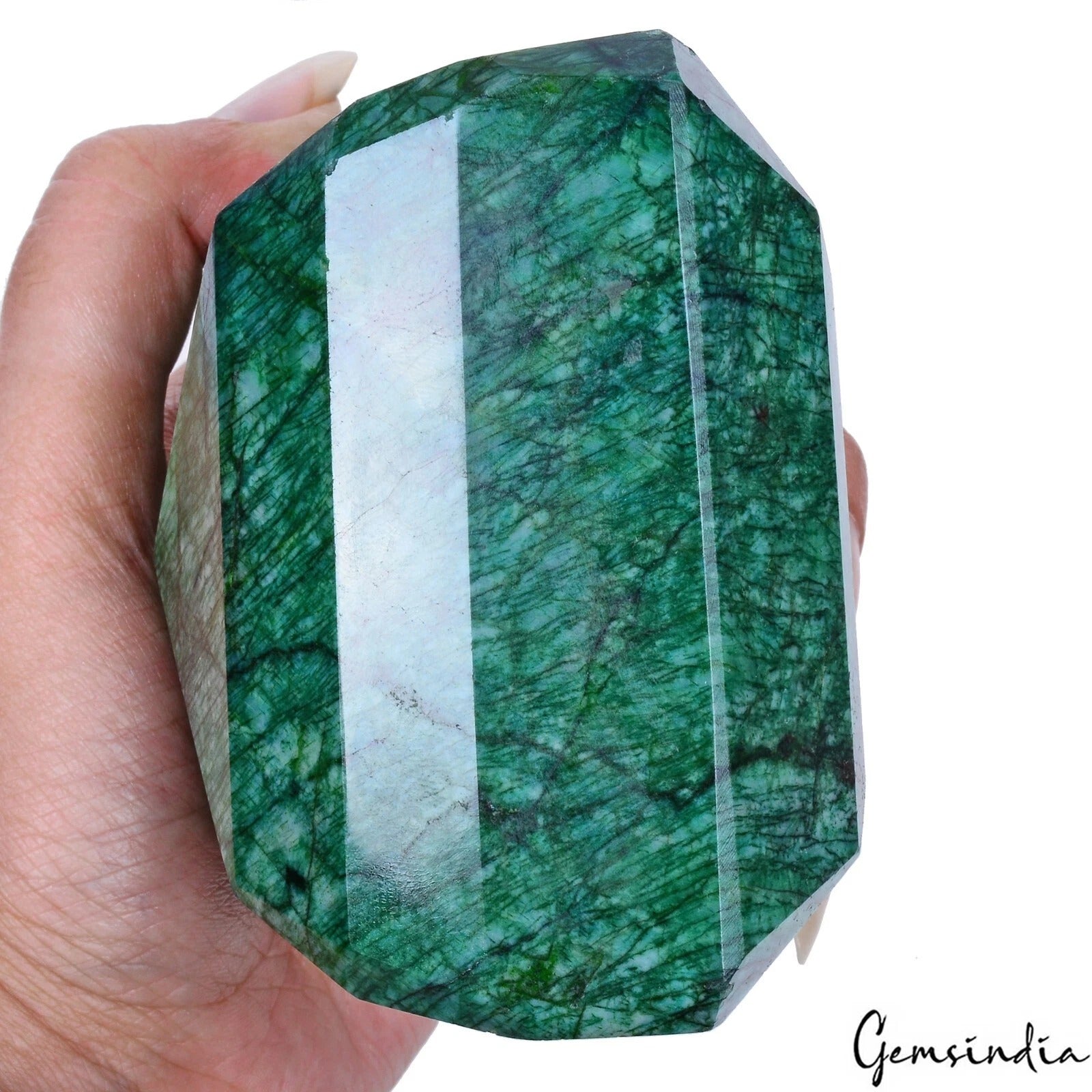 Certified 5200Ct Natural Brazilian Green Emerald Octagon Cut Huge Loose Gemstone
