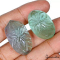 140.60 Ct Natural Green Fluorite Floral Carved Fancy Untreated Pendant Size Gems