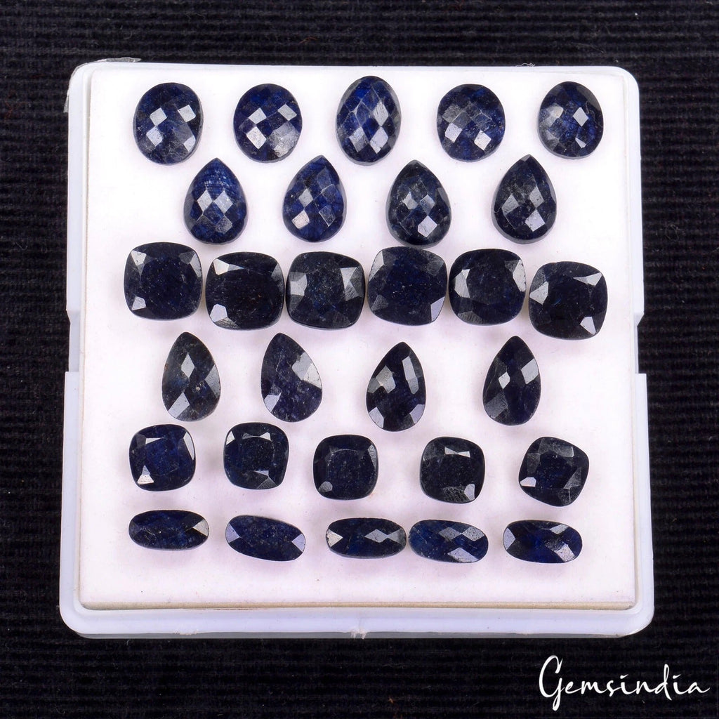 29 Pcs Natural Blue Sapphire Mix Checker Cut Loose Wholesale Jewelry Gemstones