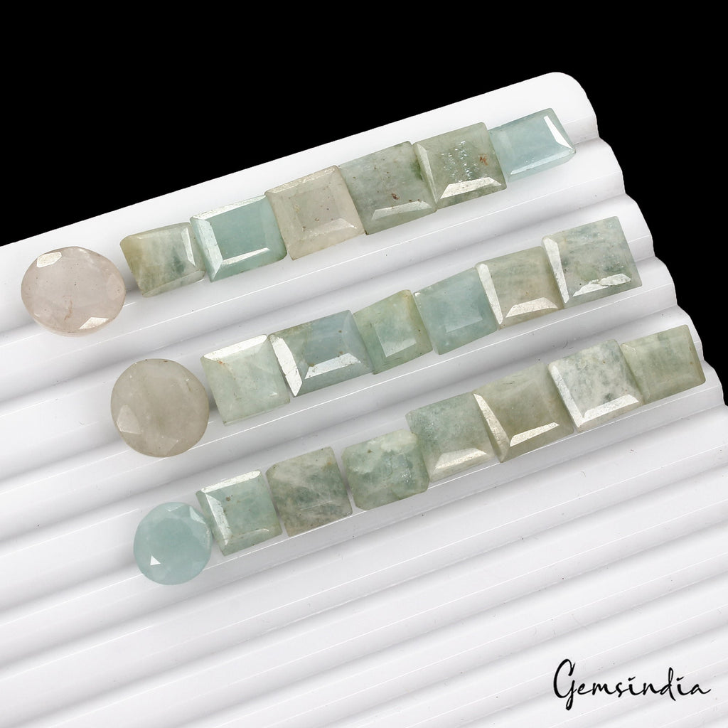 Certified 125 Cts/22 Pcs Natural Untreated Aquamarine Mixed Cut Gems For Jewelry
