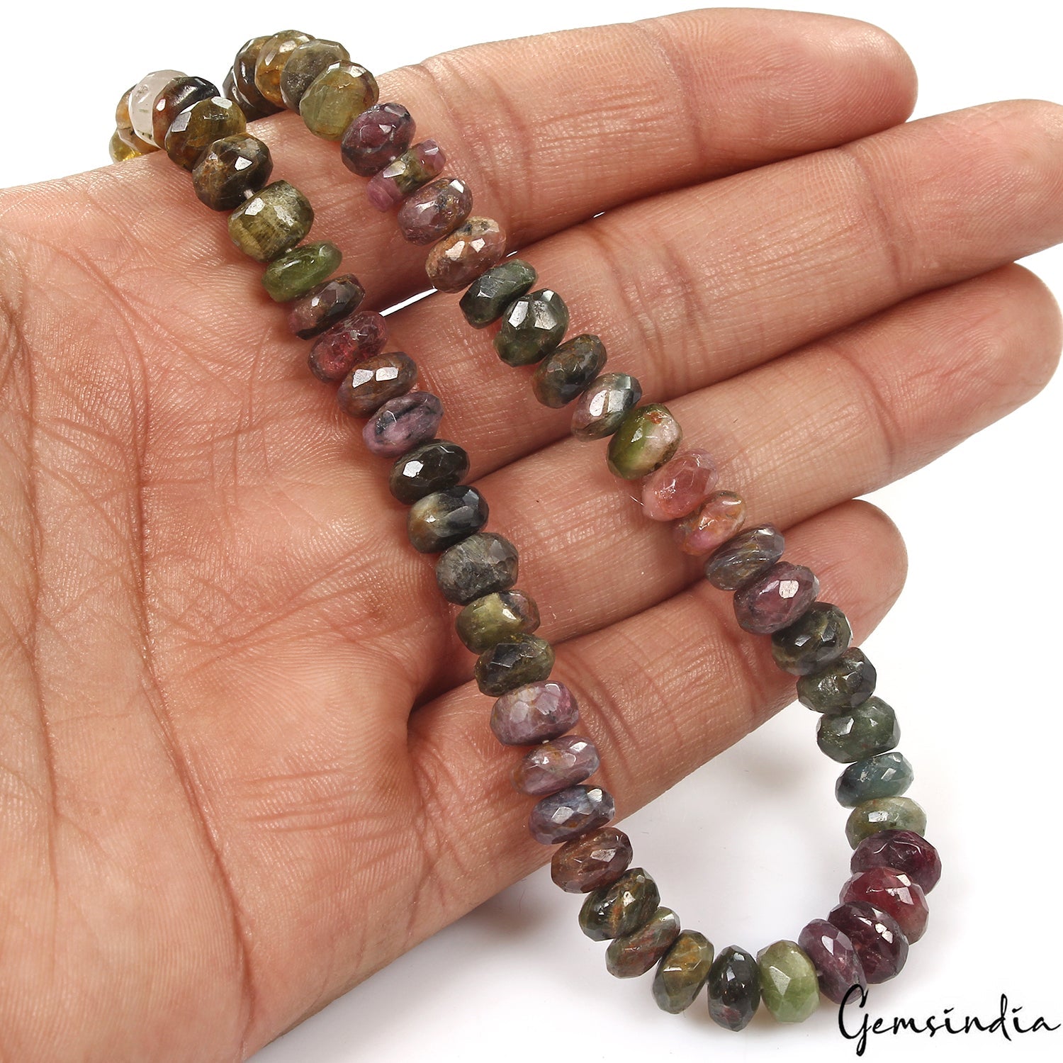 182.70 Cts Natural Multi Shade Tourmaline Gem 7mm-8mm Round Beads Strand~13"