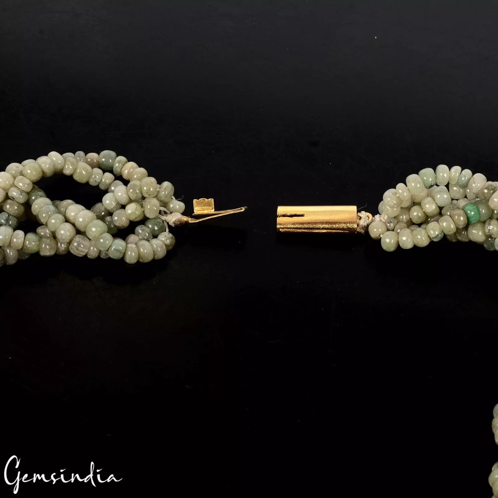 430Ct Untreated Emerald Gemstone Rondelle 3-4 mm Beads 20" Braid Style Necklace