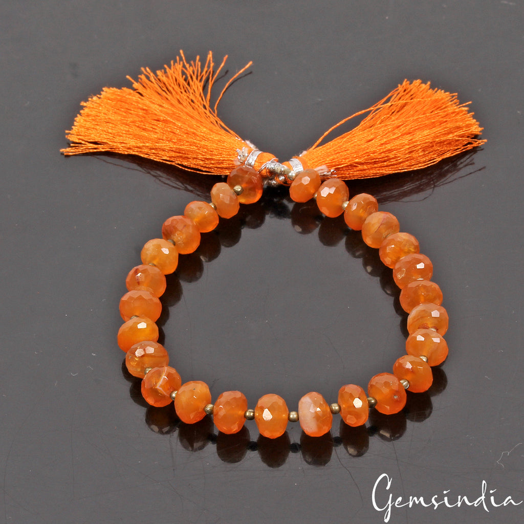 Carnelian Beaded Strand, Untreated, Orange — 8mm to 9mm, 90.20 Ct