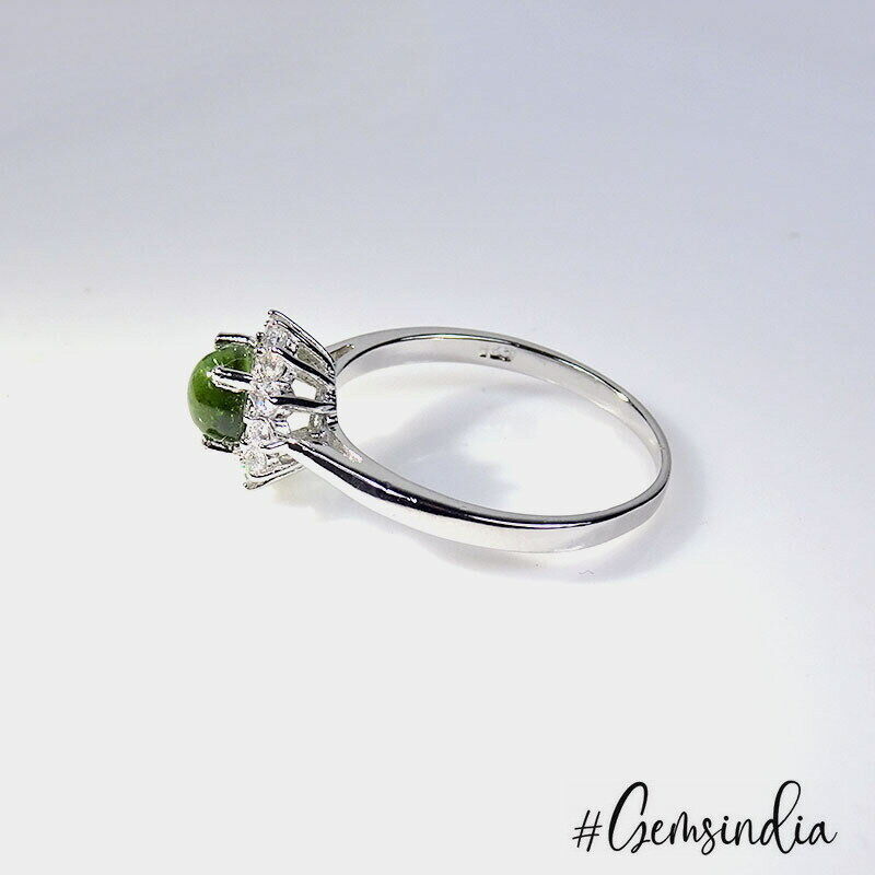 1.87 Gram Natural Green Tourmaline Sterling Silver Handmade Designer Ring 7 US