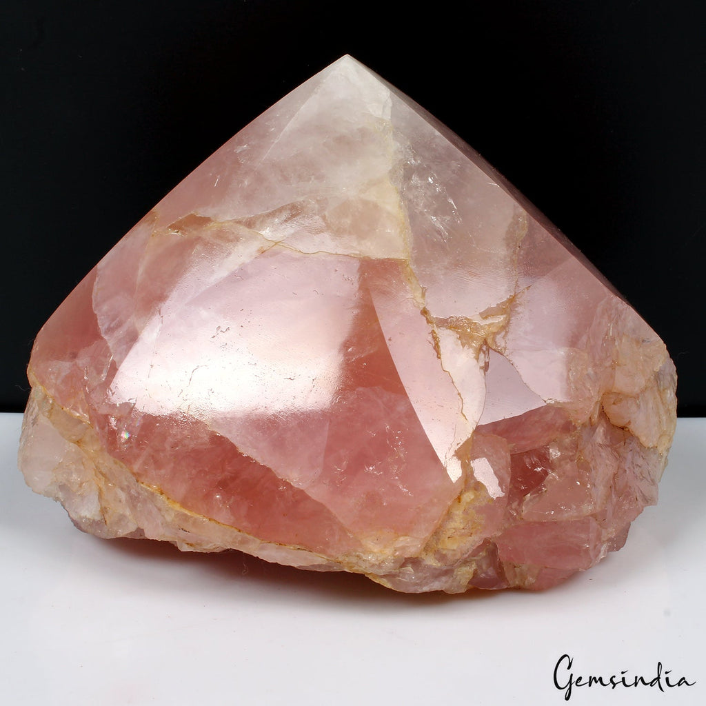 1.9 Kilo Natural Pink Rose Quartz Big Raw Healing Stone Geode w/ Polished Back