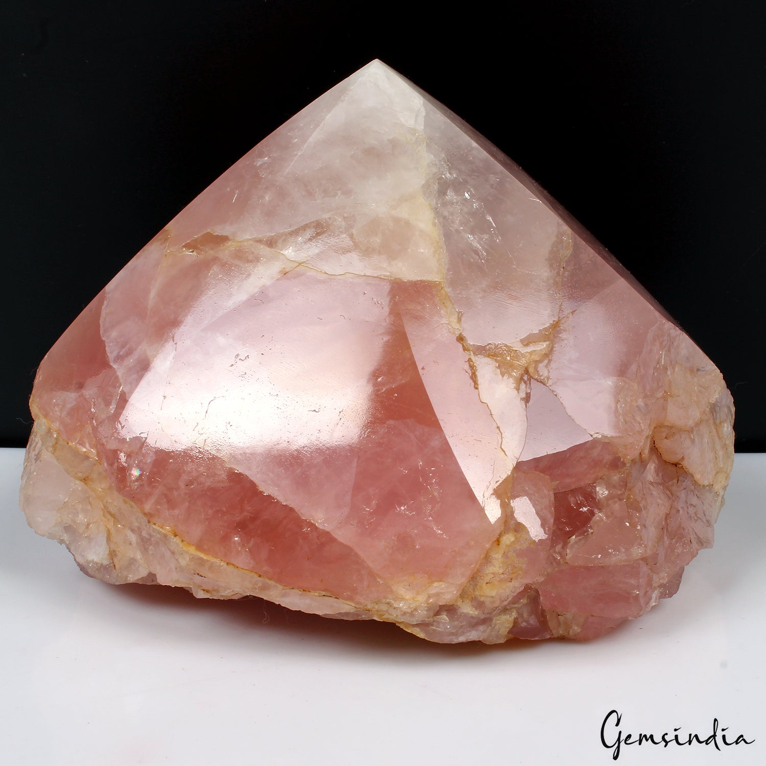 1.9 Kilo Natural Pink Rose Quartz Big Raw Healing Stone Geode w/ Polished Back