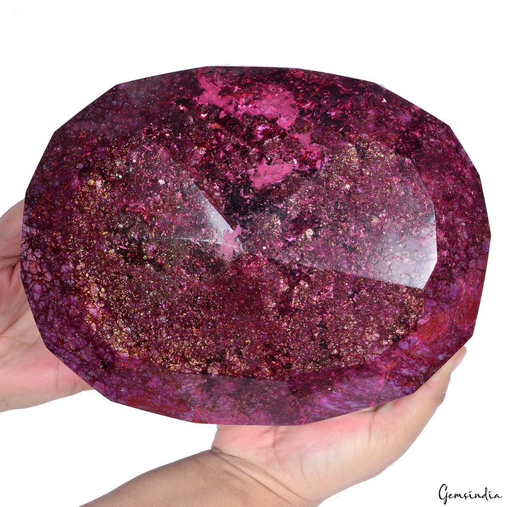 Beryl Loose Gemstone, Color Enhanced, Red — 8.75x6.75x4 Inches, 31500 Ct (6.3 Kg)