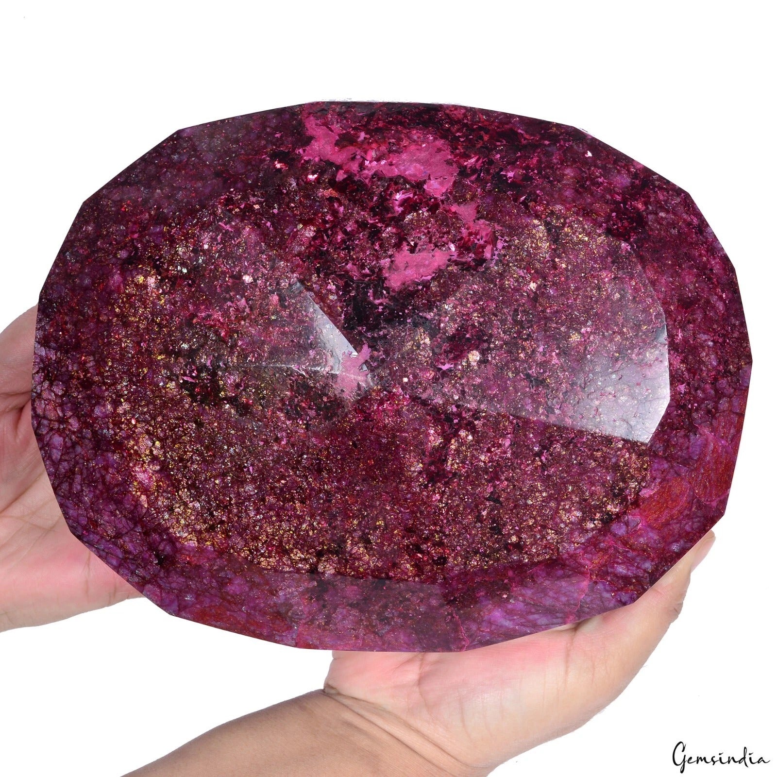 Beryl Loose Gemstone, Color Enhanced, Red — 8.75x6.75x4 Inches, 31500 Ct (6.3 Kg)