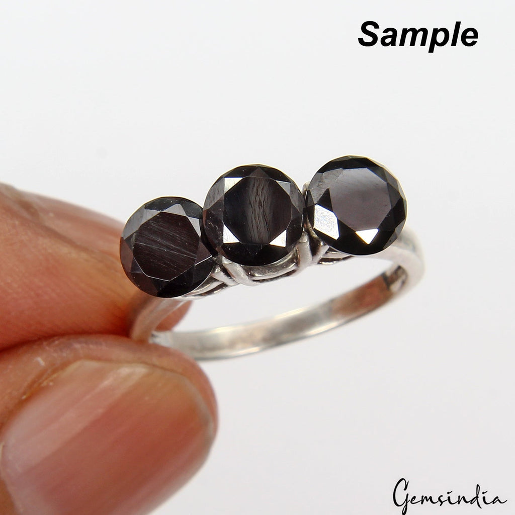3 Pcs Black Moissanite Diamond 6mm Round Cut Top Quality Solitaire Gemstones
